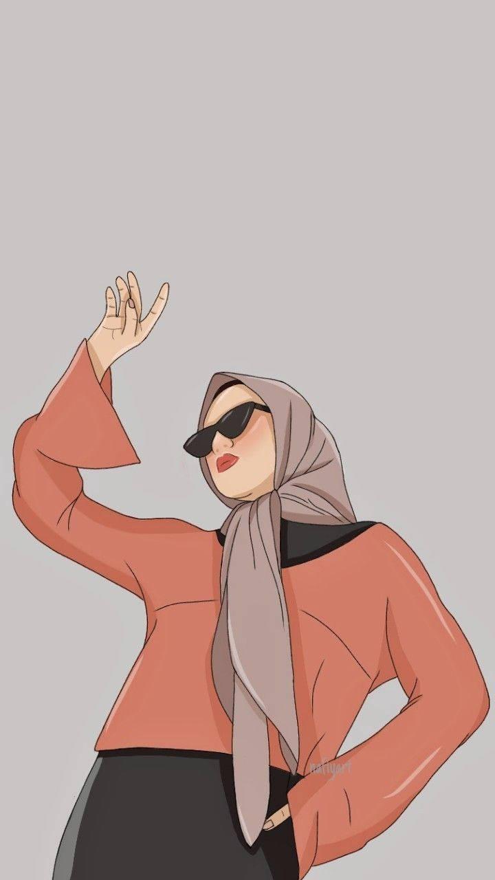 Fashion Girl Hijab Cartoon — 720x1280 wallpaper