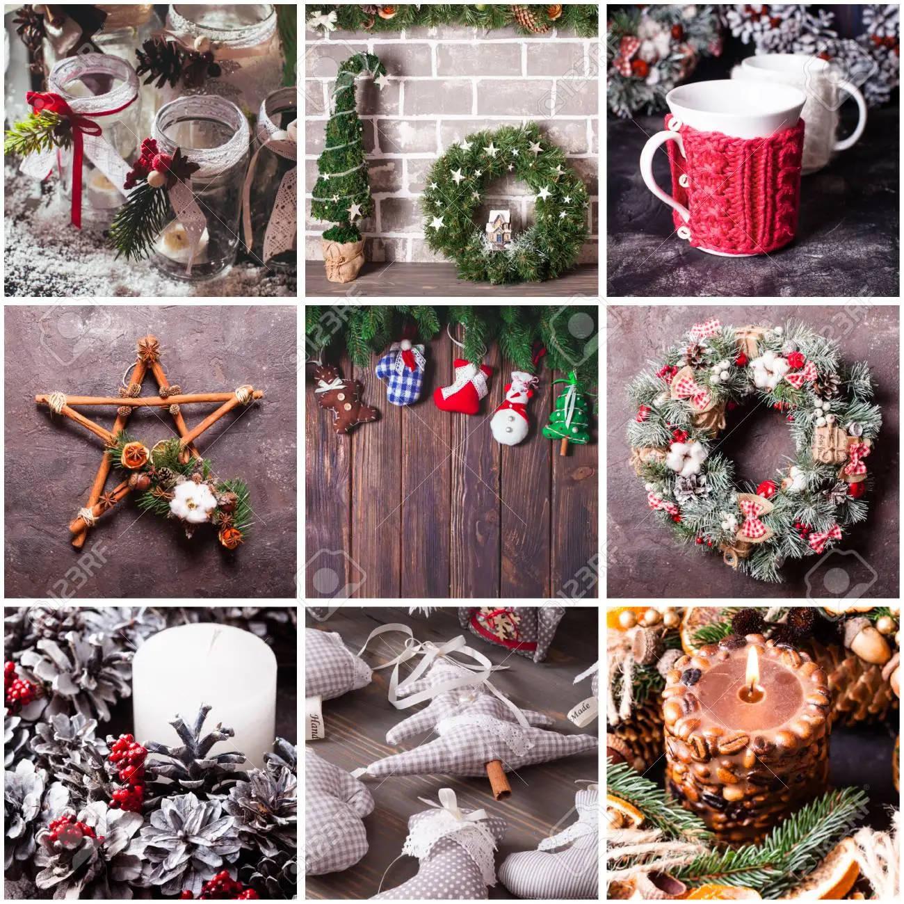 Festive Christmas Collage in Traditional Holiday Colors — 1300x1300 wallpaper