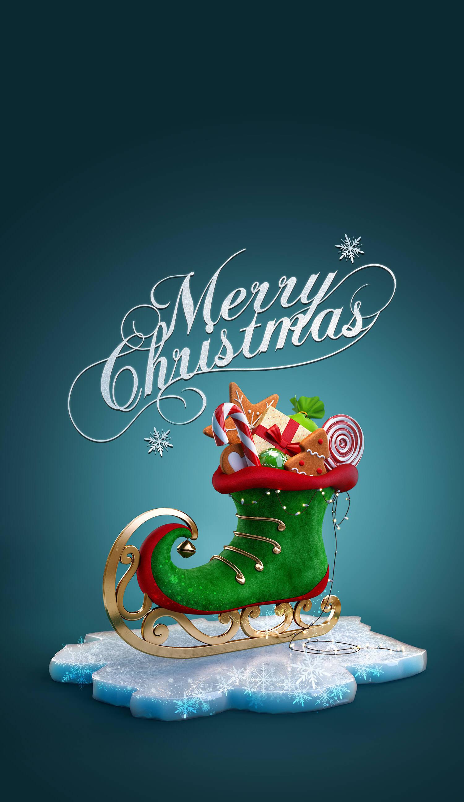 Festive Green Elf Shoes - Christmas iPhone Wallpaper — 1500x2592 wallpaper