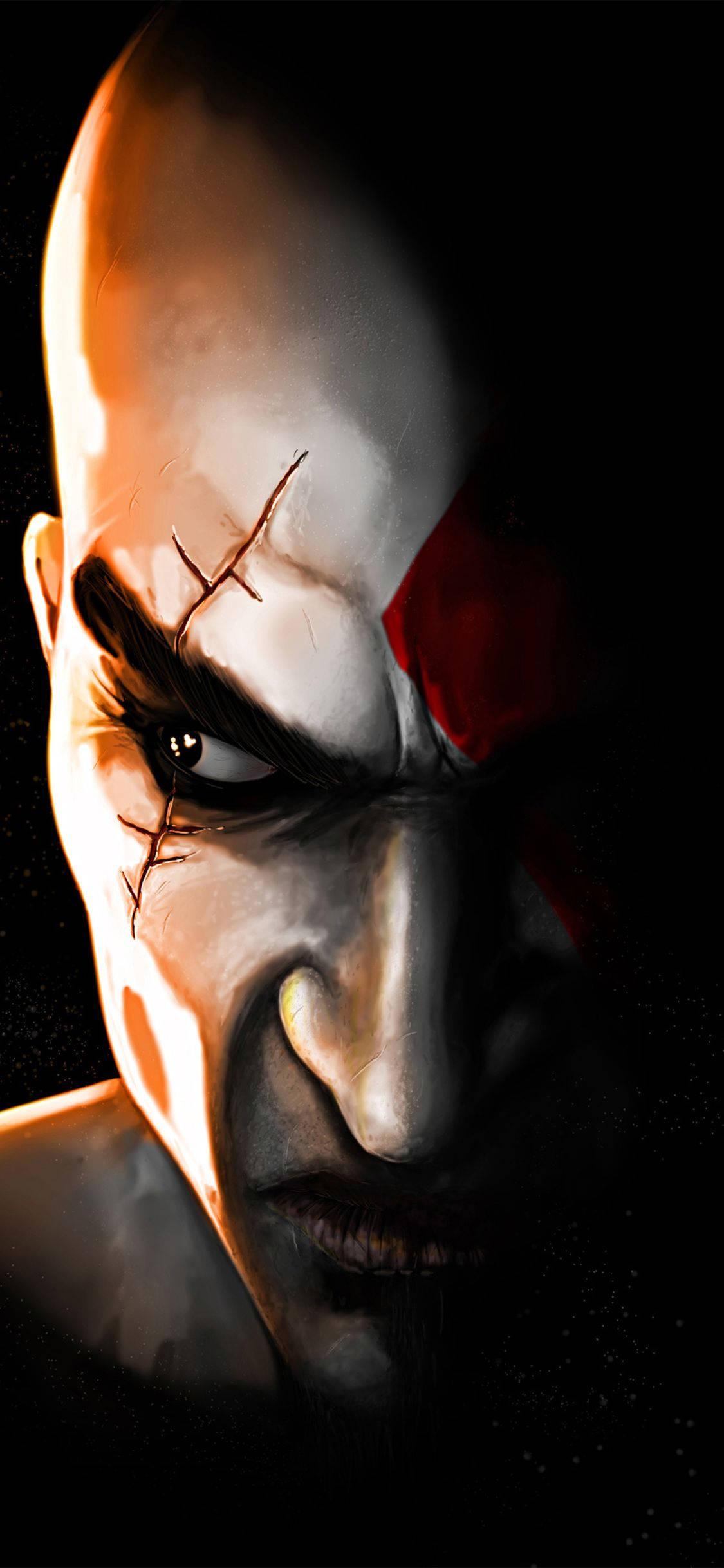 Fierce Kratos, the God of War — 1125x2436 wallpaper
