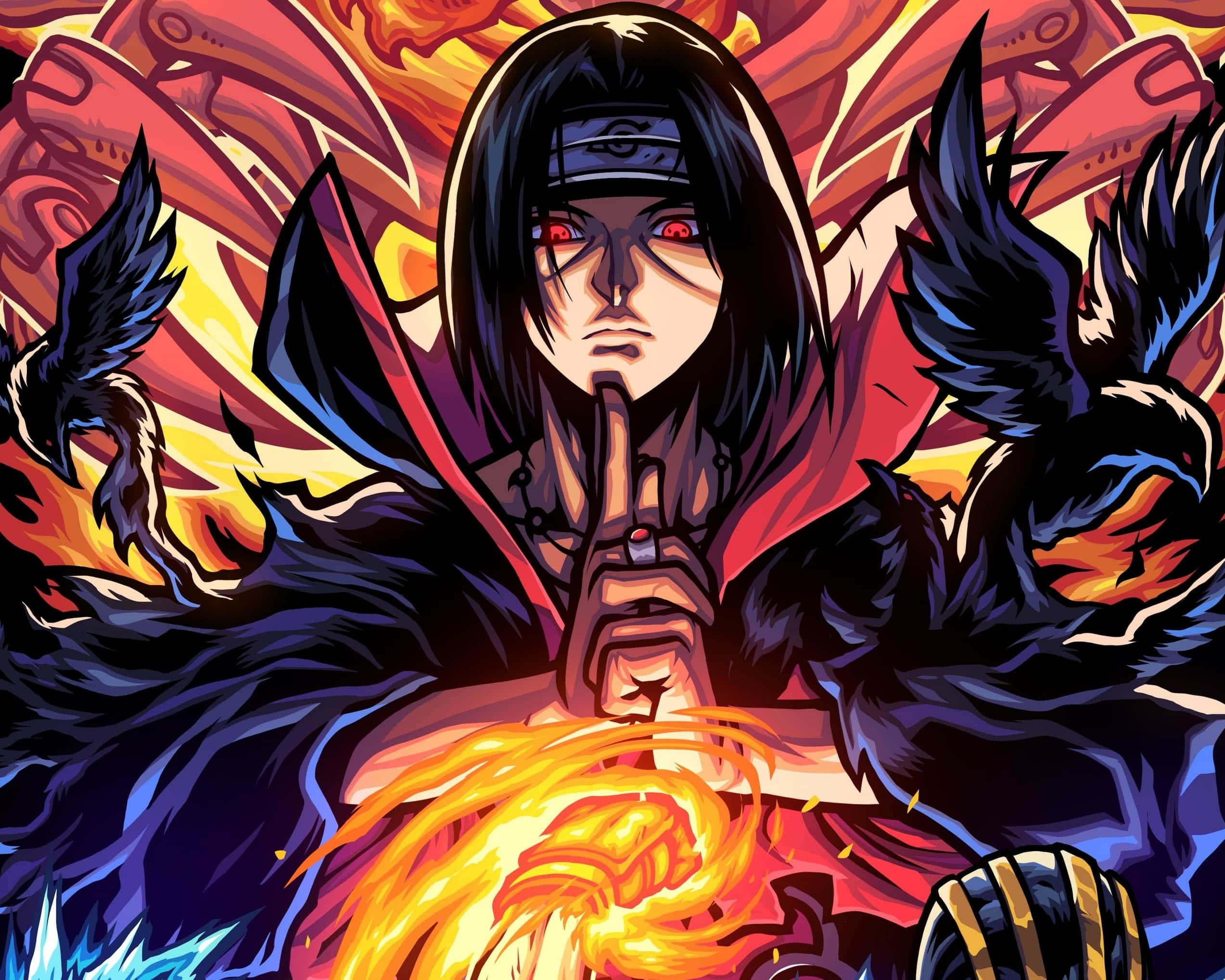 Fiery Itachi Crow Picture