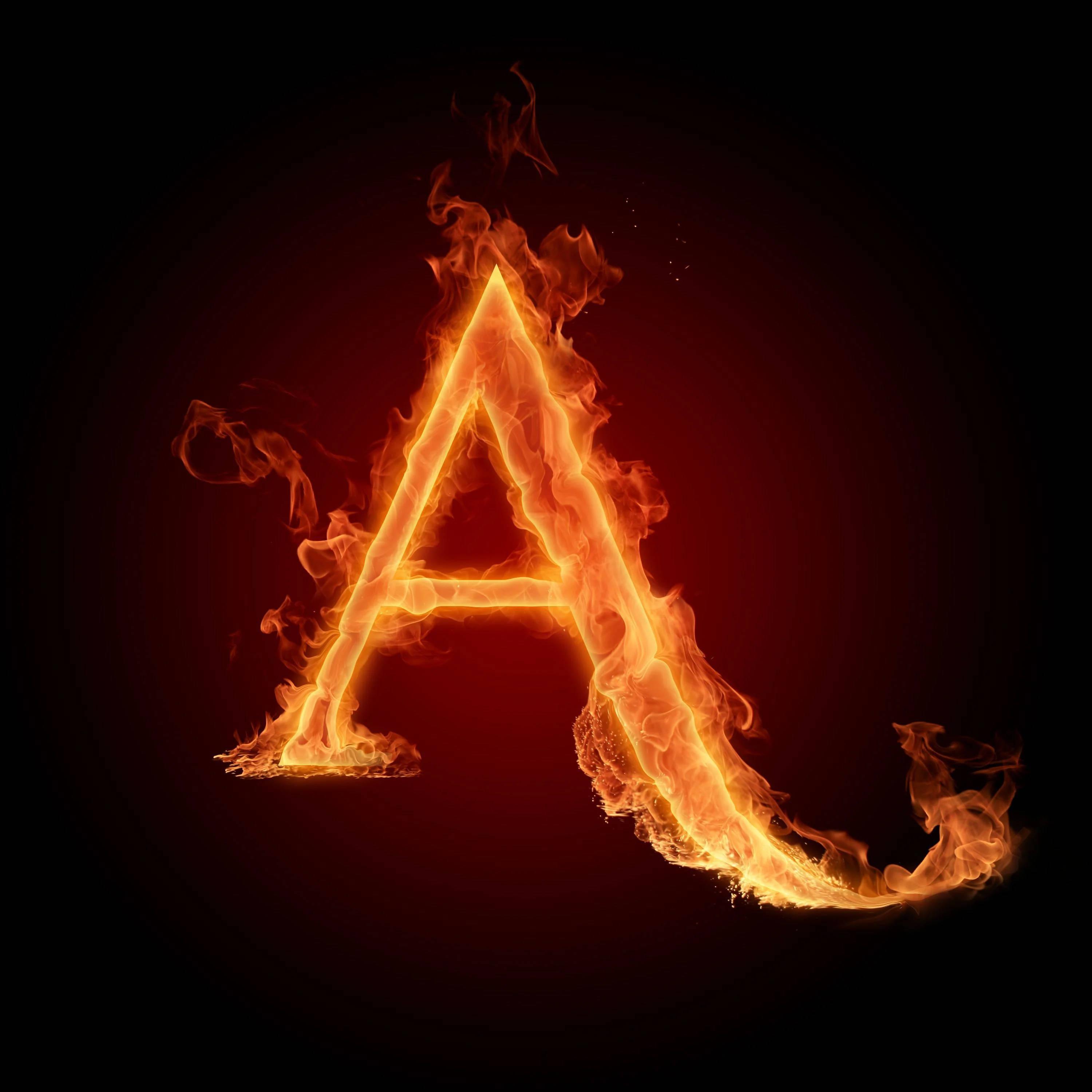 Fiery Letter A — 3000x3000 wallpaper