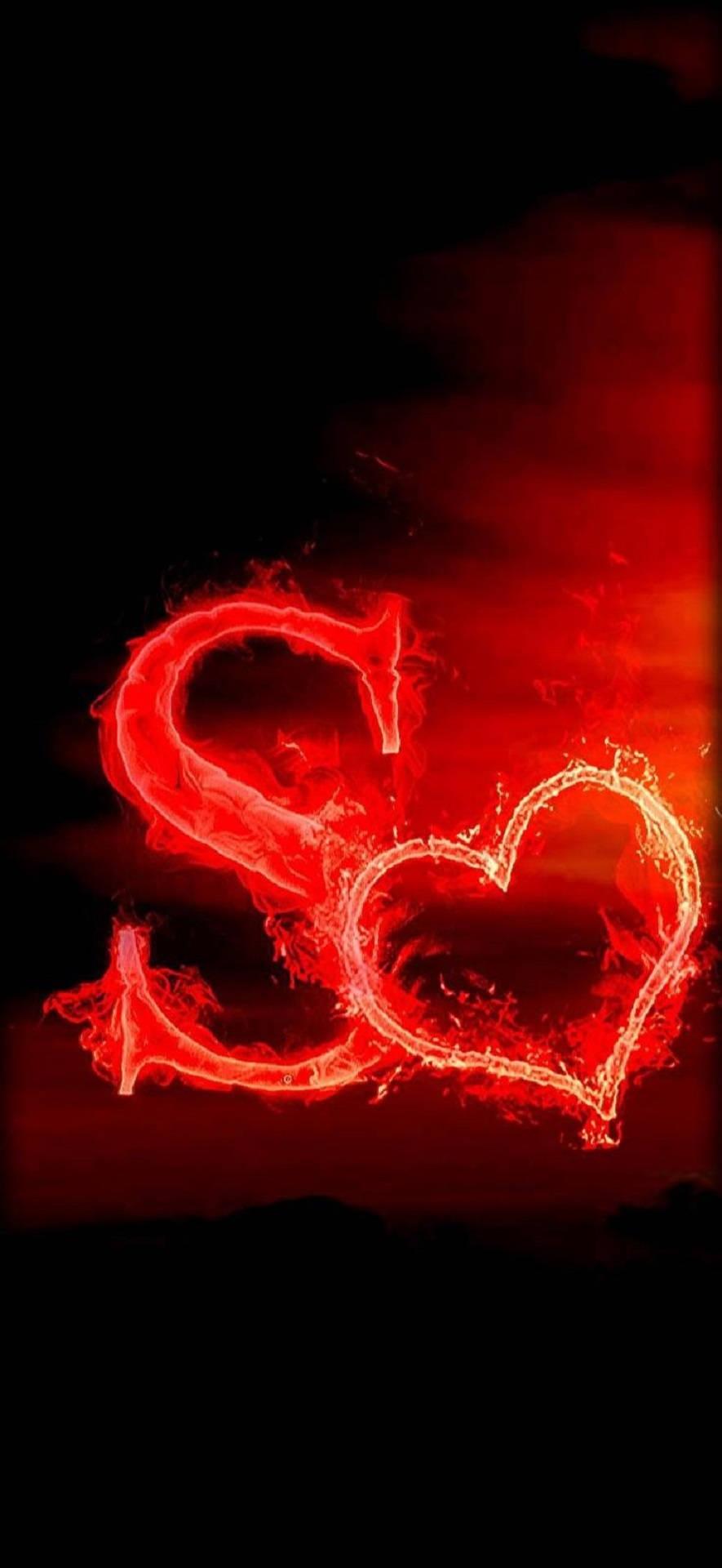 Fiery Letter S And Heart — 885x1920 wallpaper