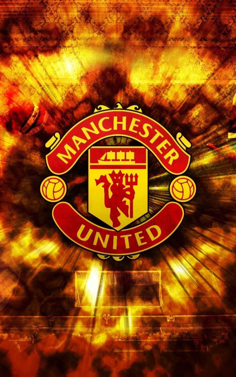 Flaming Manchester United Logo — 800x1280 wallpaper