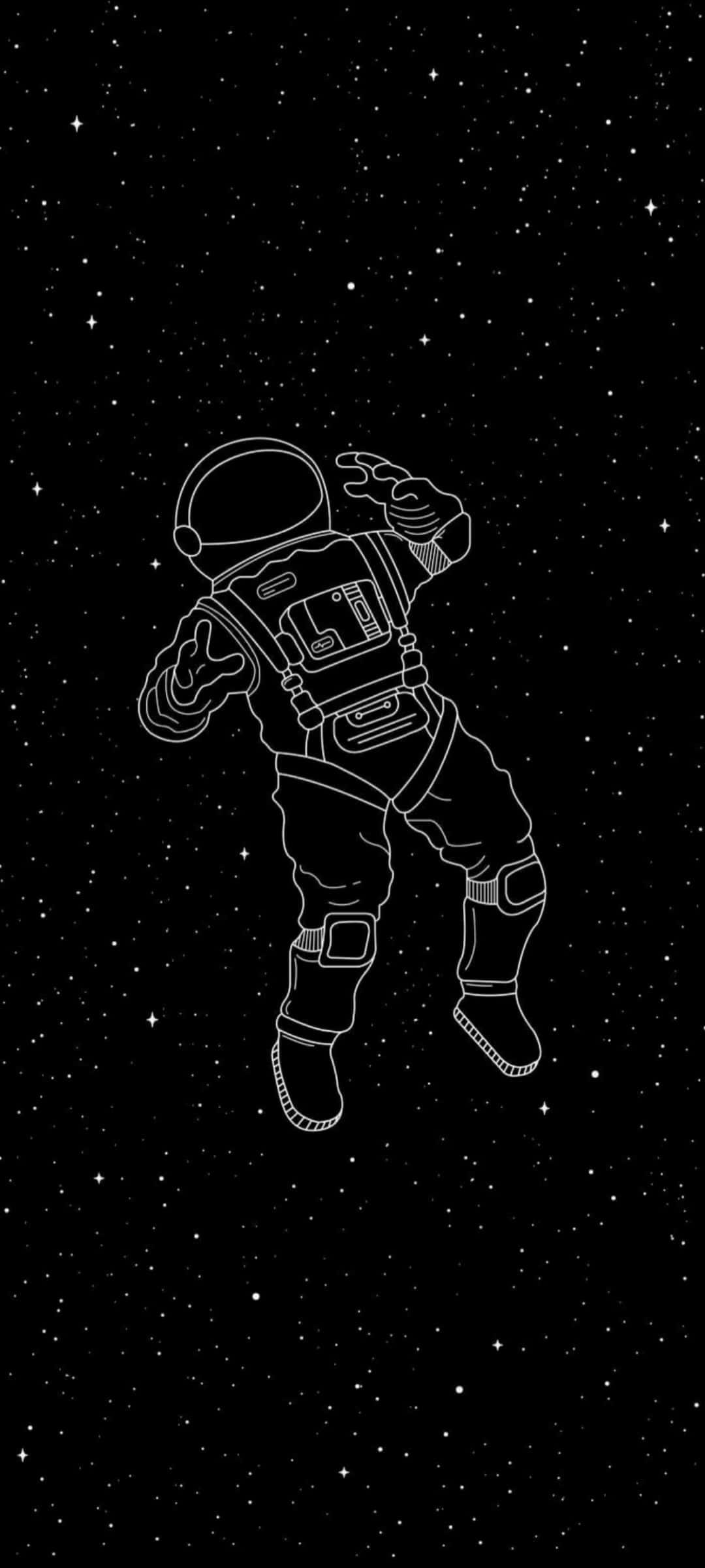 Floating Astronaut Black Aesthetic Background — 1080x2400 wallpaper