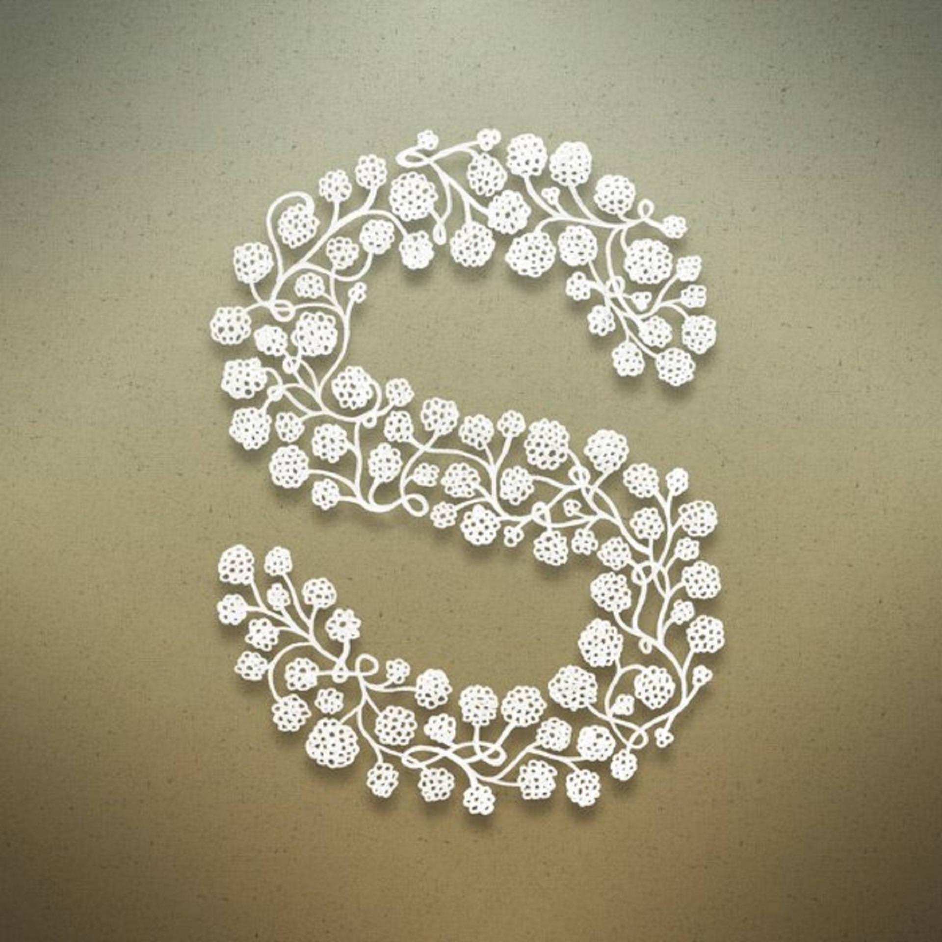 Floral White Letter S — 1920x1920 wallpaper