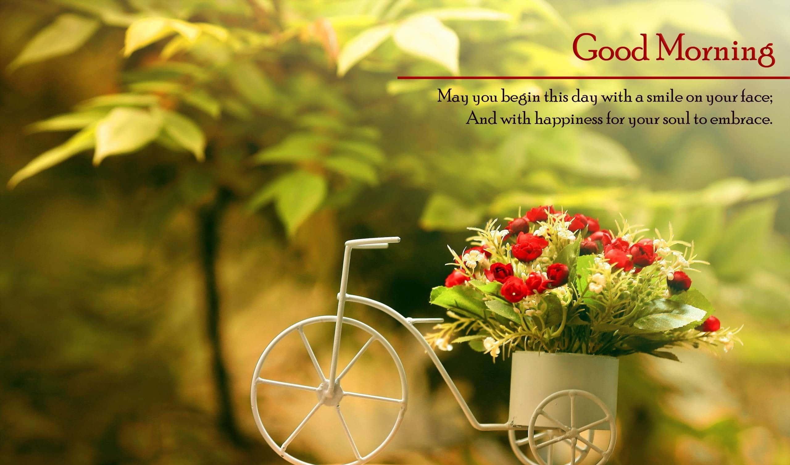 Flowers And Good Morning Greeting Picture — 2560x1506 wallpaper