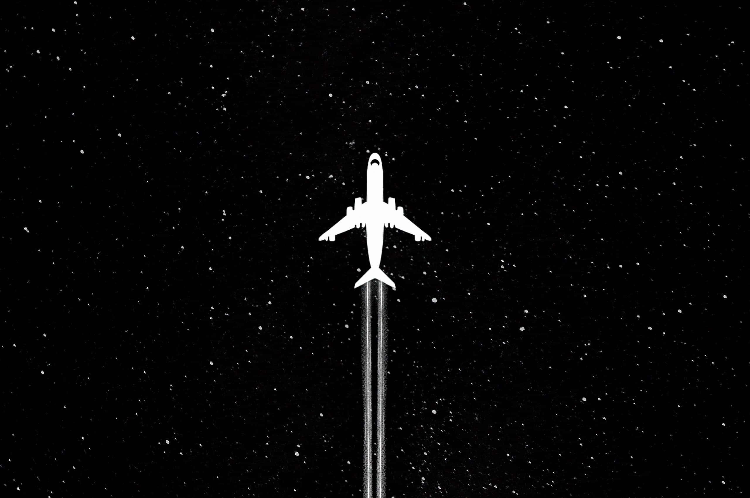 Flying Airplane Black Aesthetic Digital Art Background — 2560x1700 wallpaper