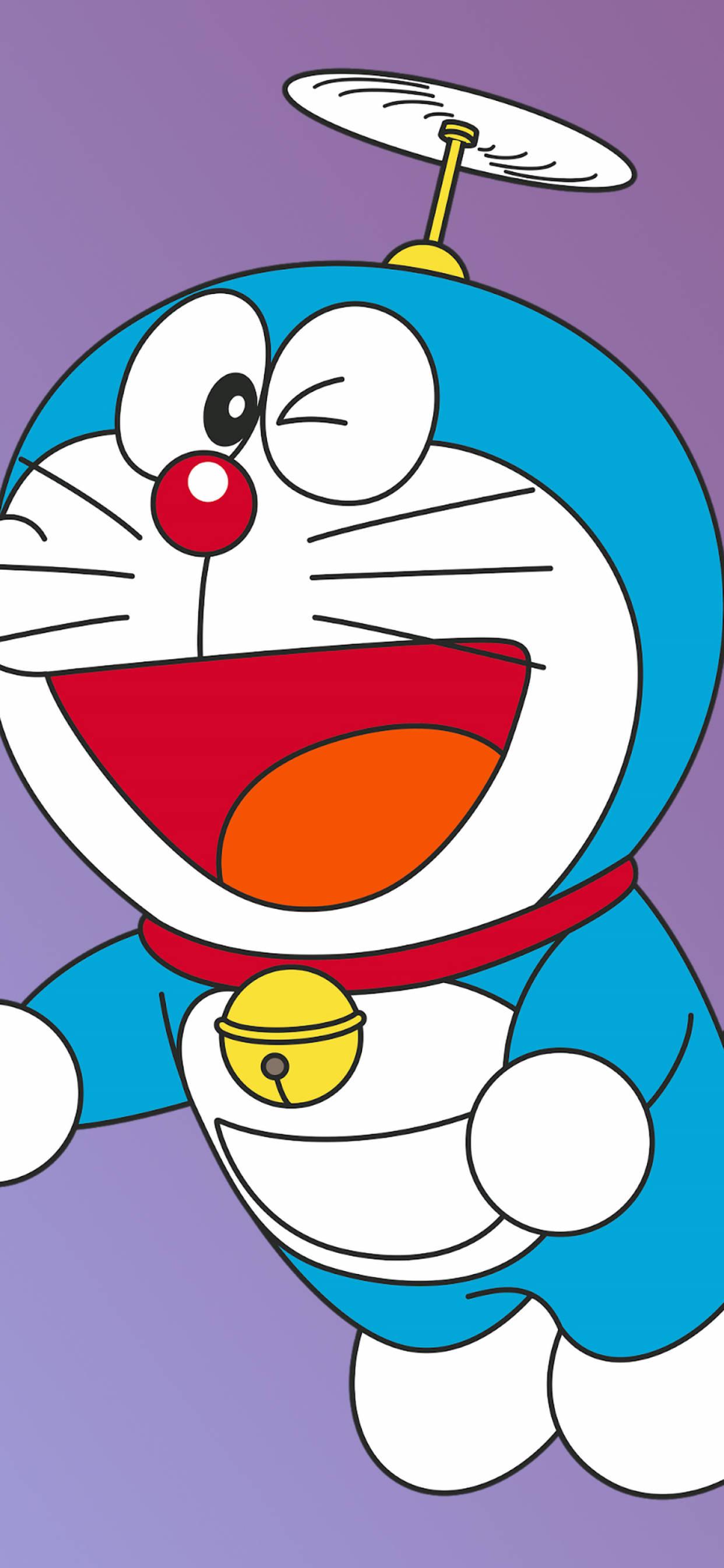Flying And Winking Doraemon iPhone — 1242x2688 wallpaper