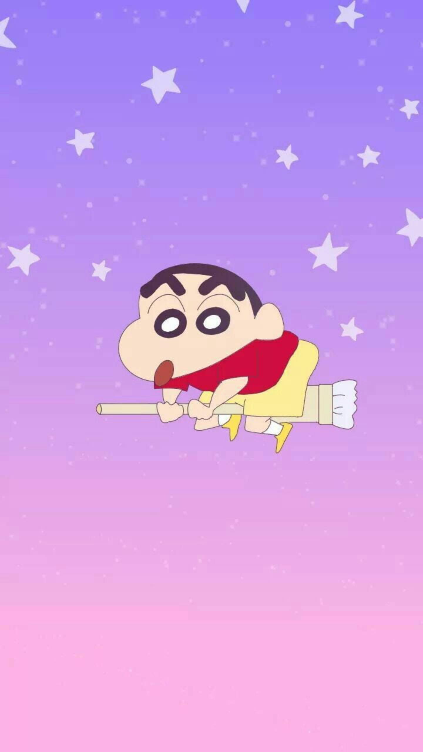 Flying Broomstick Shinchan Aesthetic — 1440x2560 wallpaper