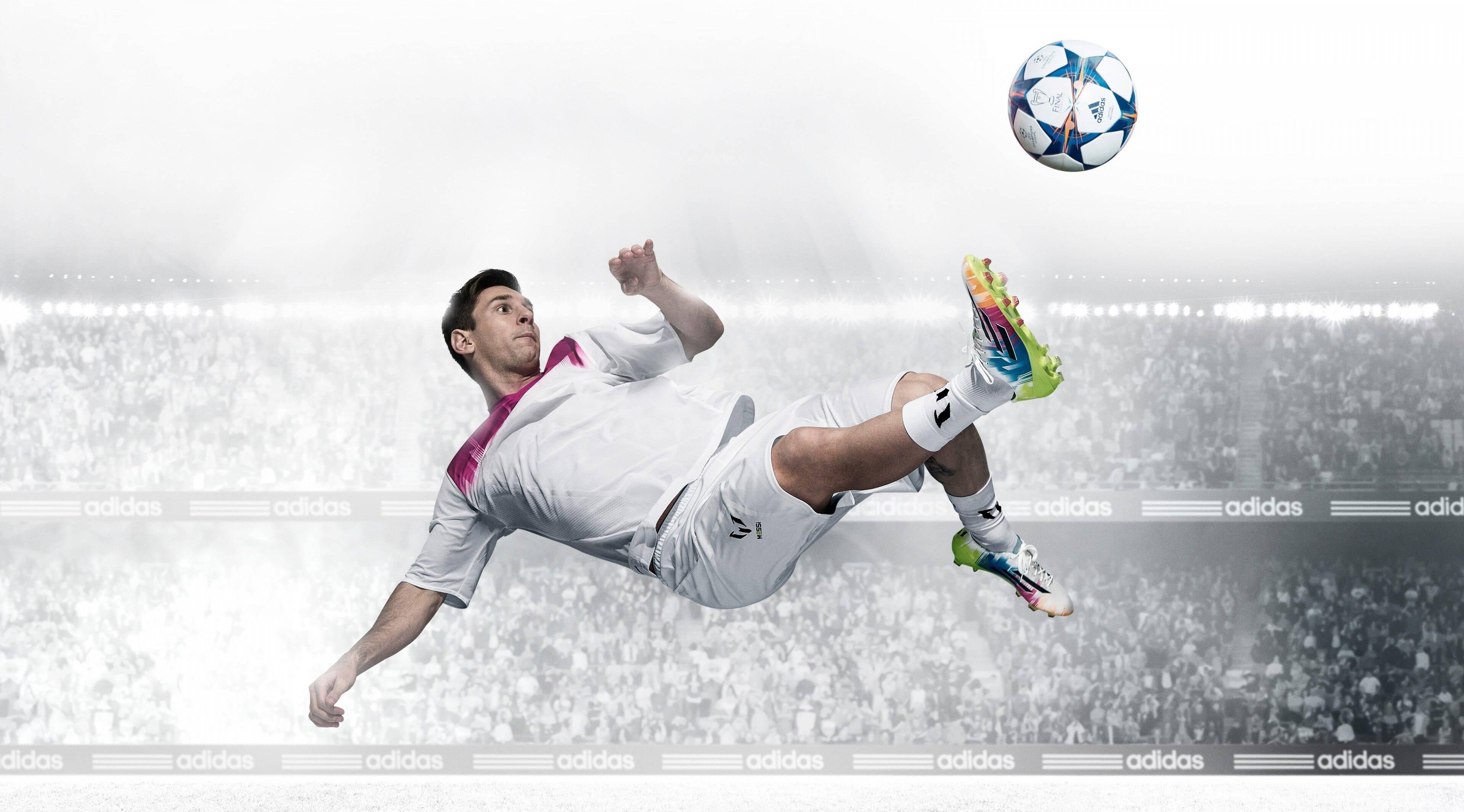 Flying Kick Messi 4k Ultra HD — 3840x2130 wallpaper