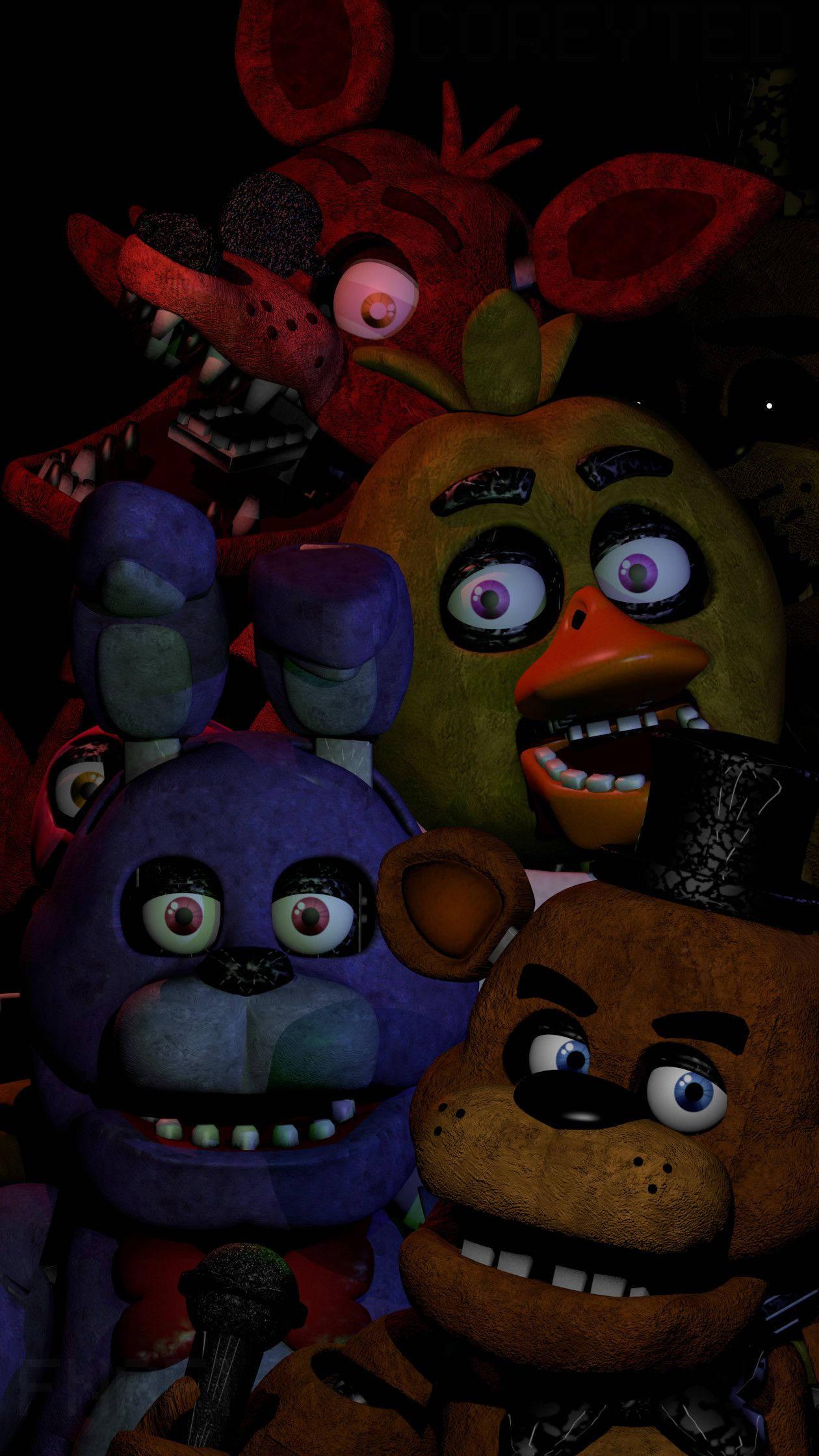 FNAF Group Selfie Classic Animatronics — 1260x2240 wallpaper