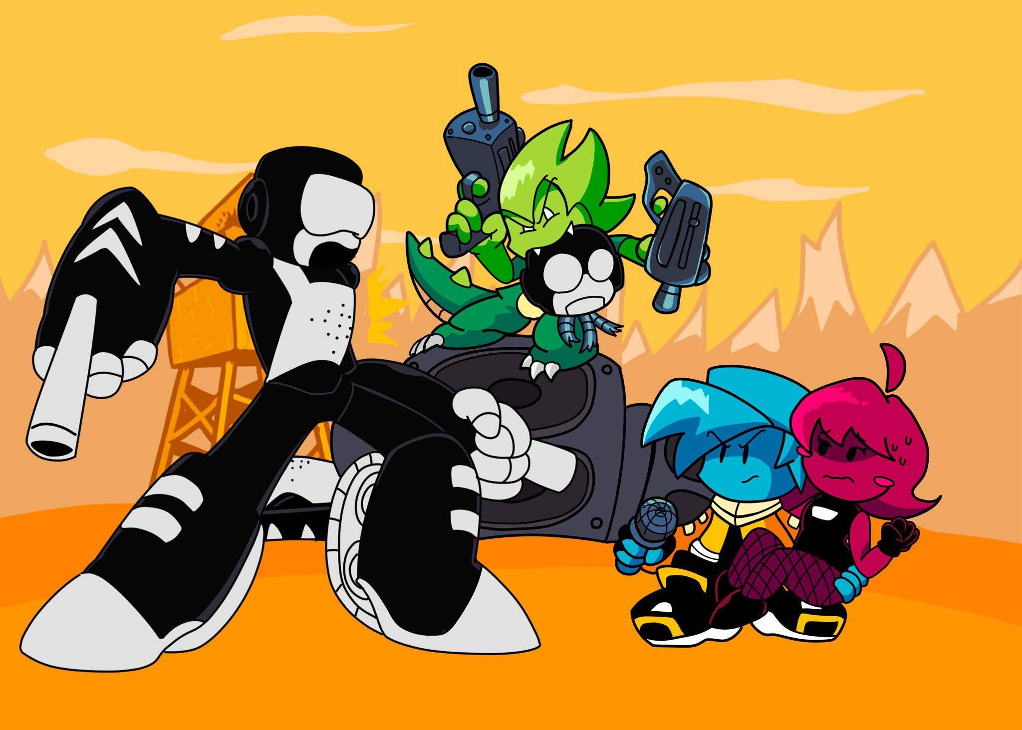 FNF Tankman standing tall on Newgrounds battleground — 2048x1463 wallpaper
