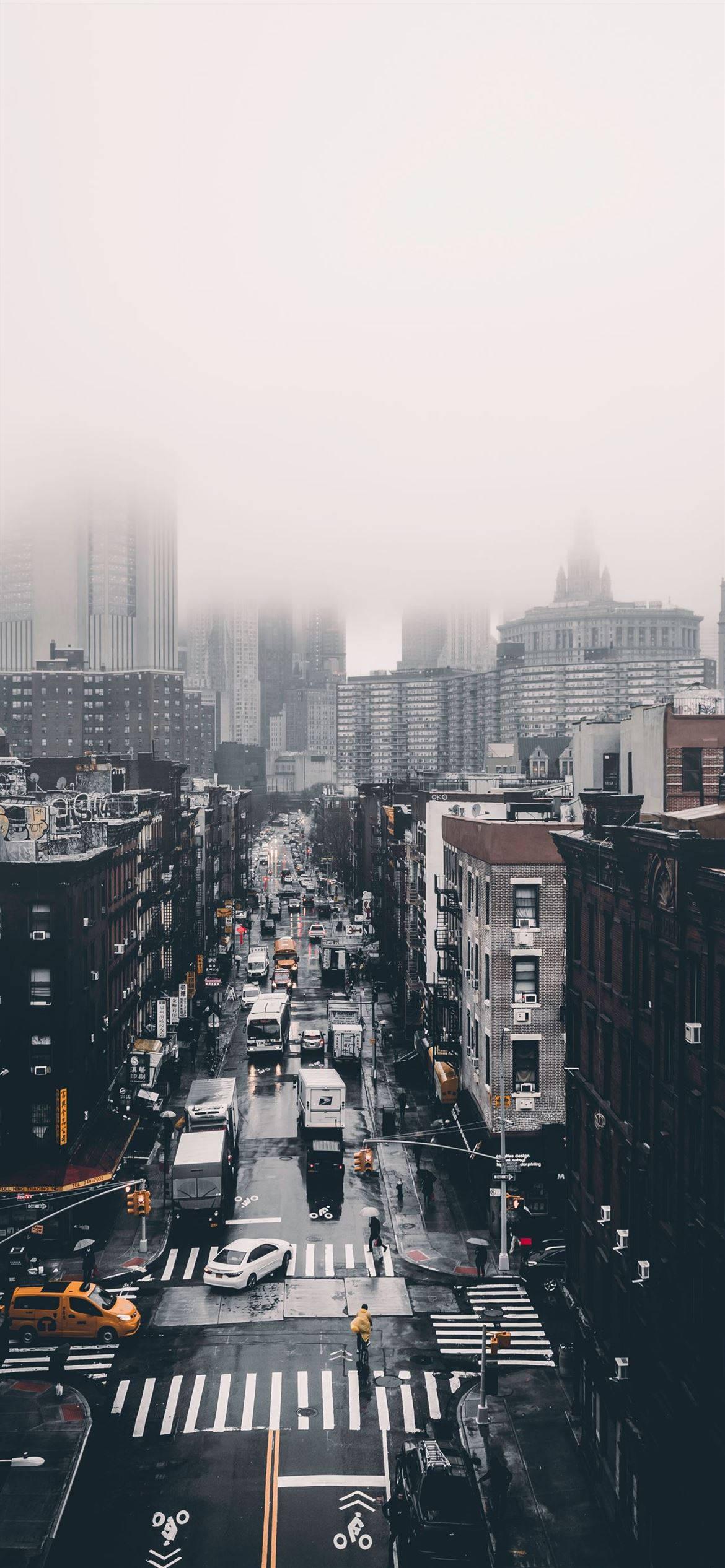 Foggy City iPhone 12 — 1170x2532 wallpaper