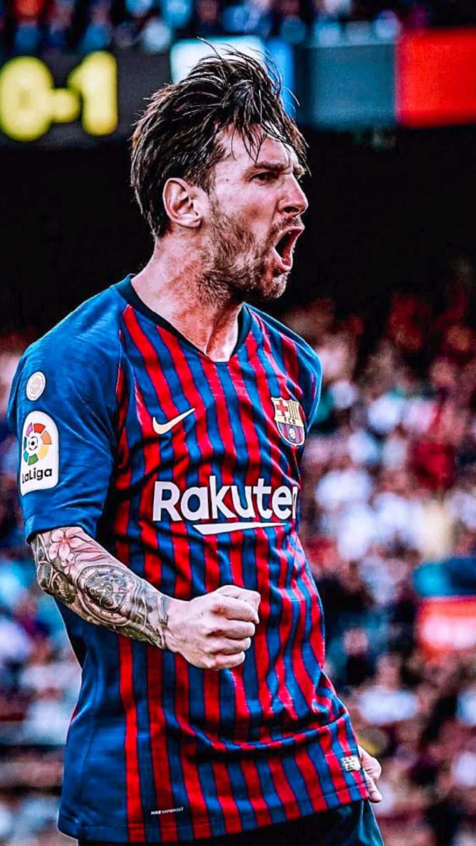 Football Star Lionel Messi Struts His Stuff on the Pitch — 938x1668 wallpaper