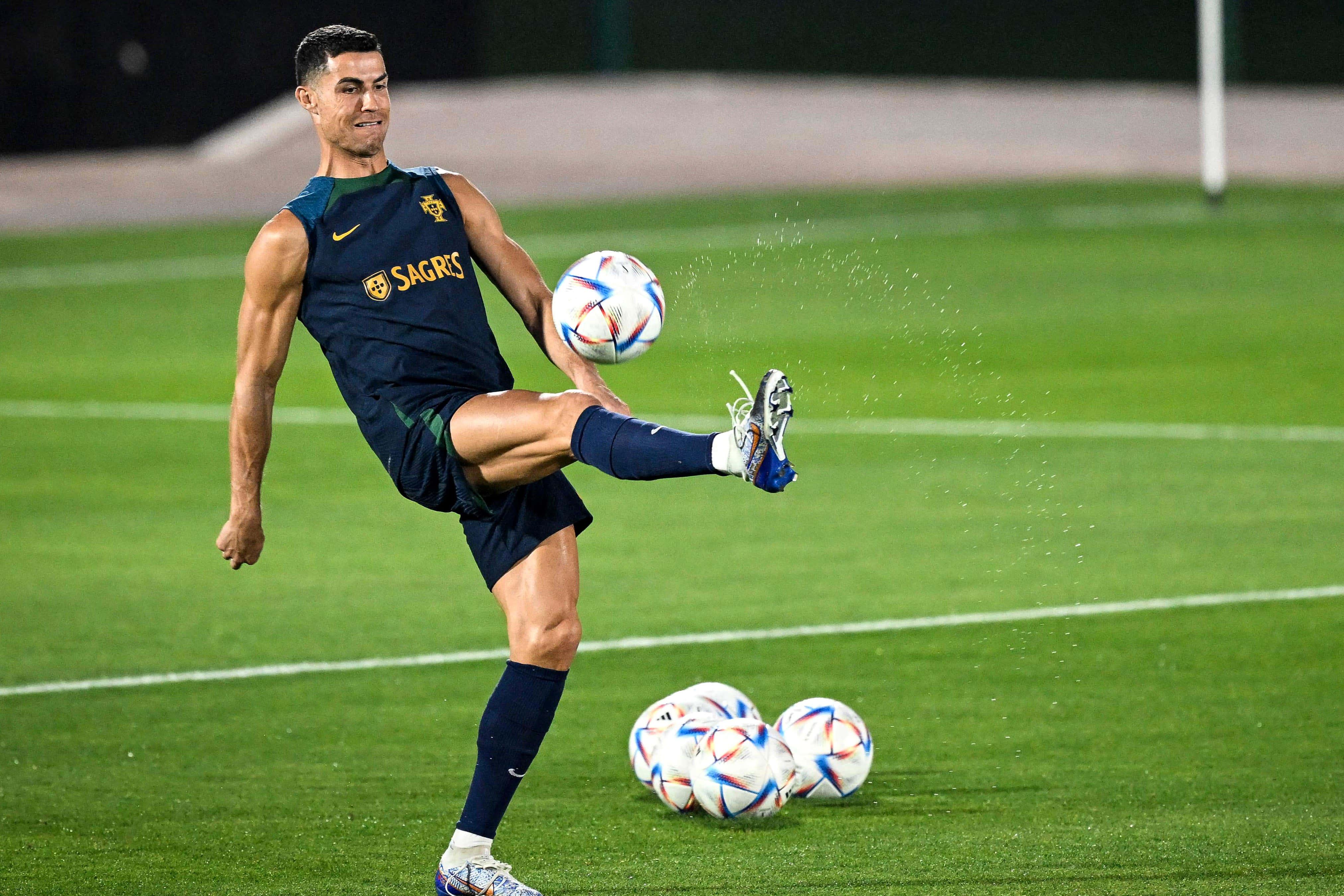 Football superstar Cristiano Ronaldo showcases his talent