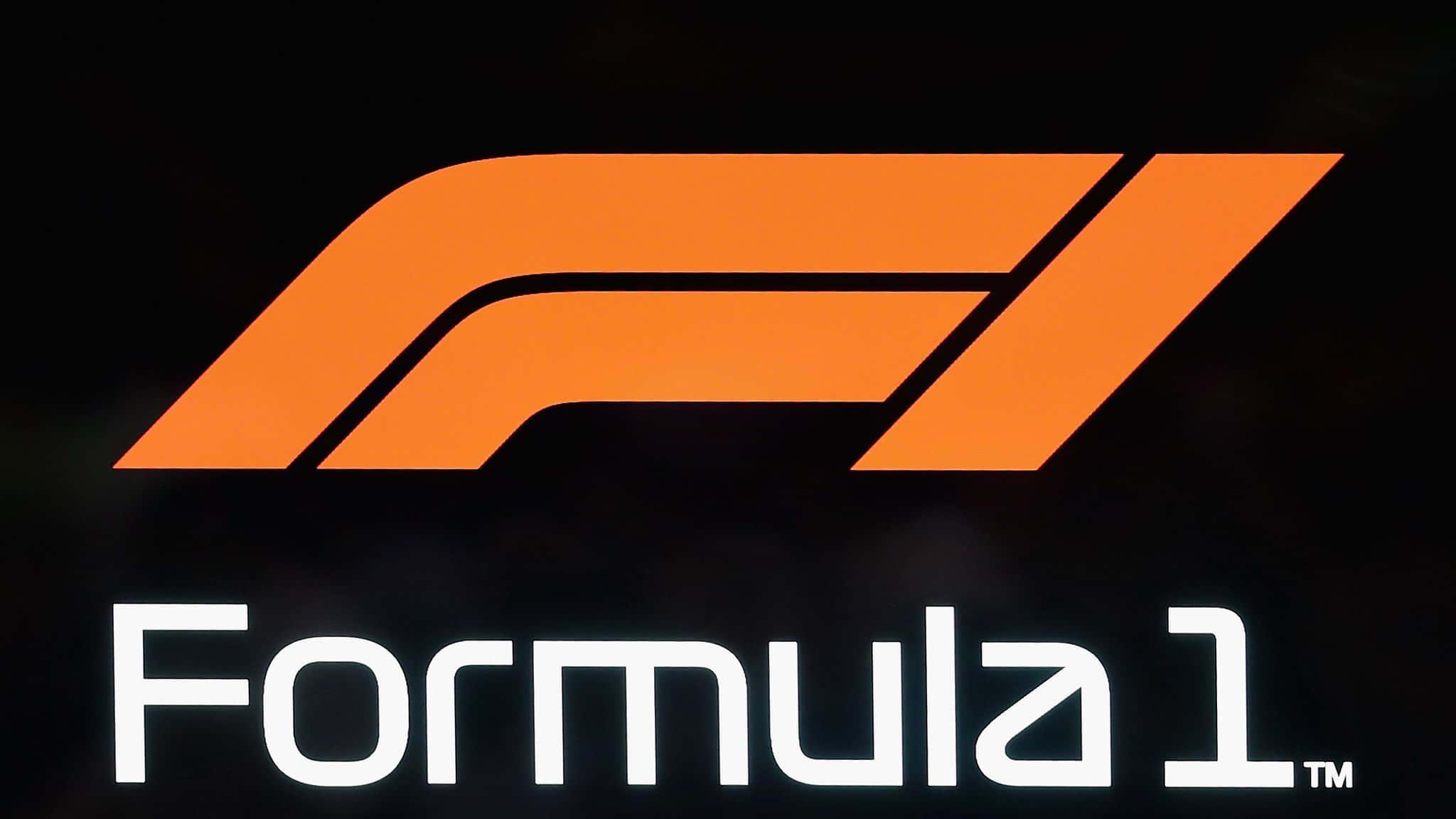 formula 1 logo with orange and black letters — 2048x1152 wallpaper
