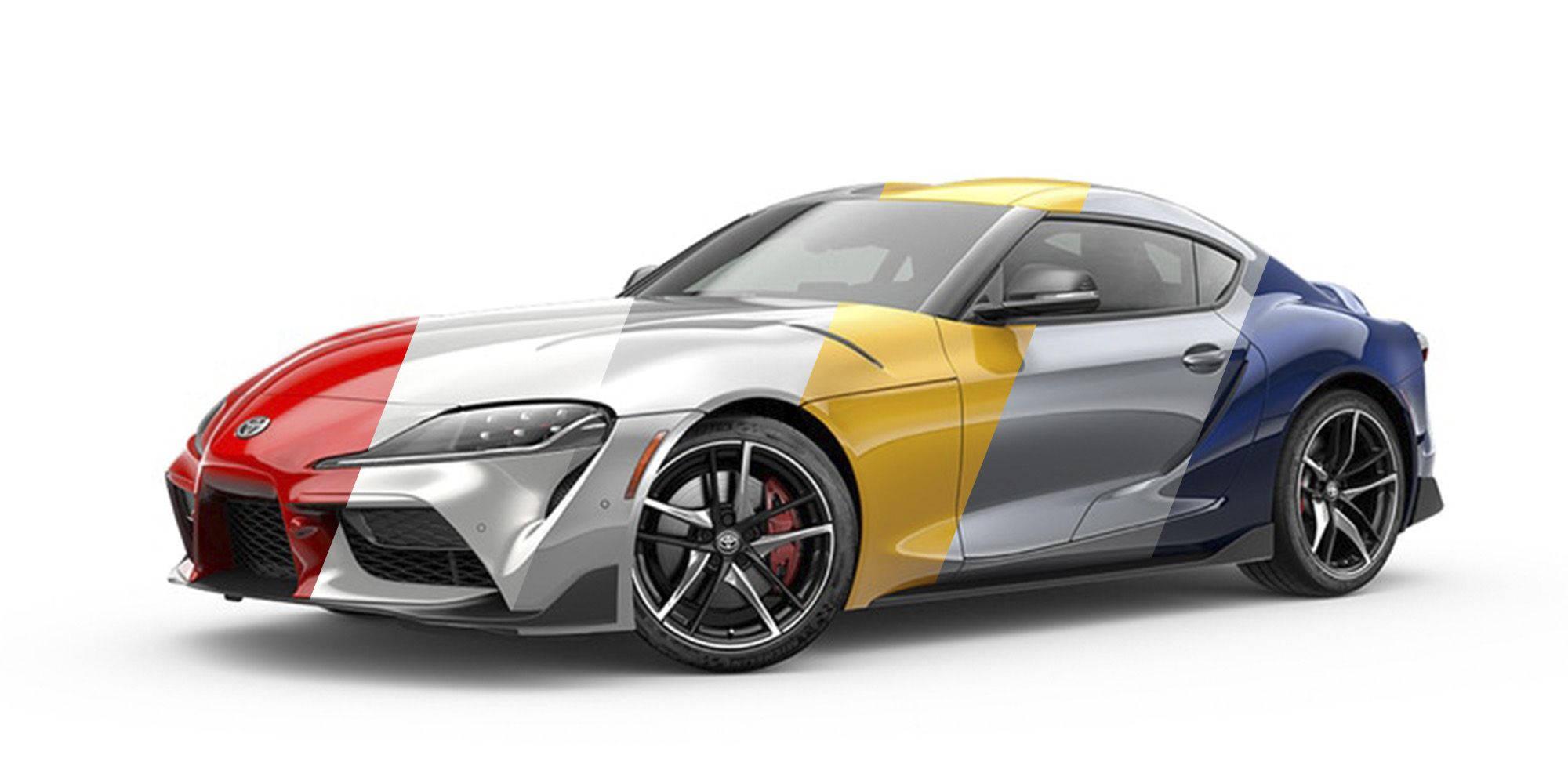 Four Colored Toyota Supra Car — 2000x1000 wallpaper