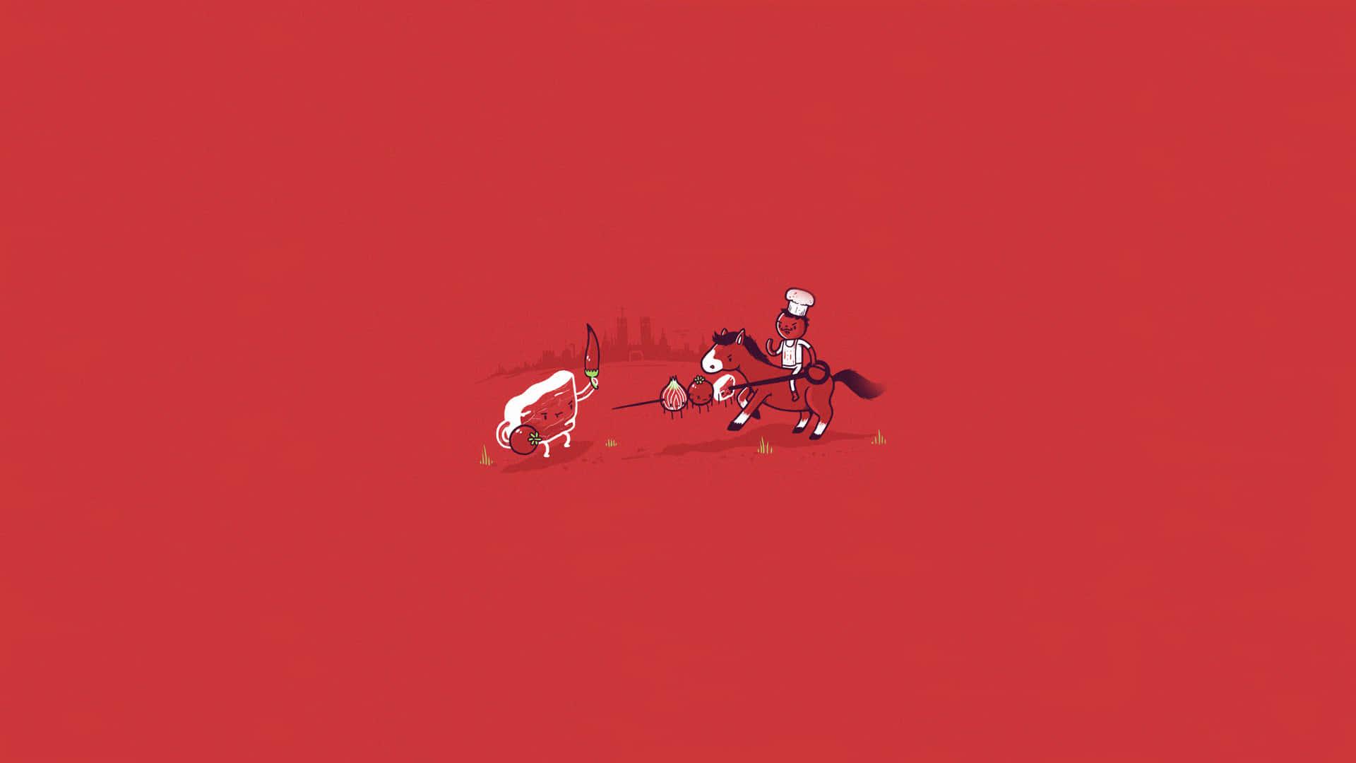 Funny Chef Fighting A Meat Background — 1920x1080 wallpaper
