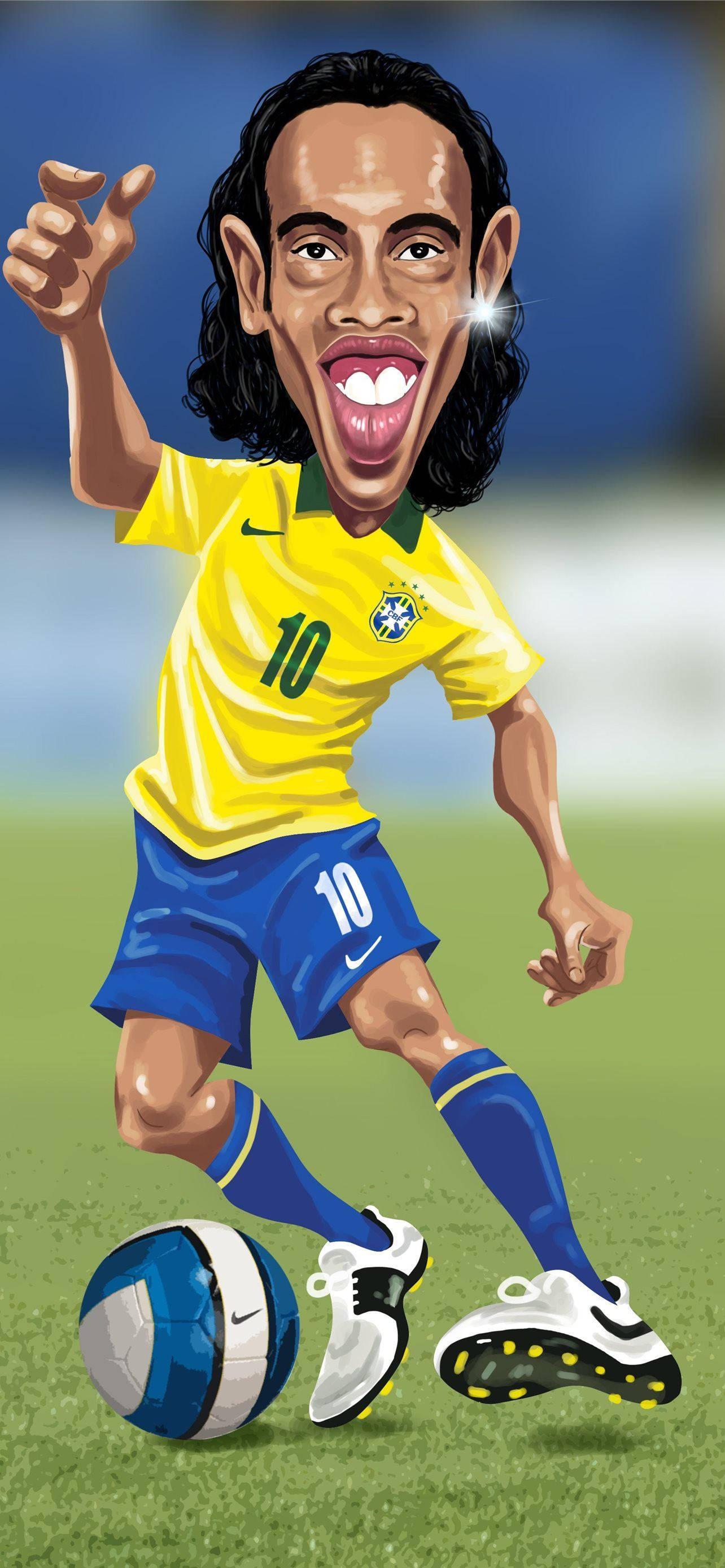 Funny Ronaldinho Caricature — 1284x2778 wallpaper