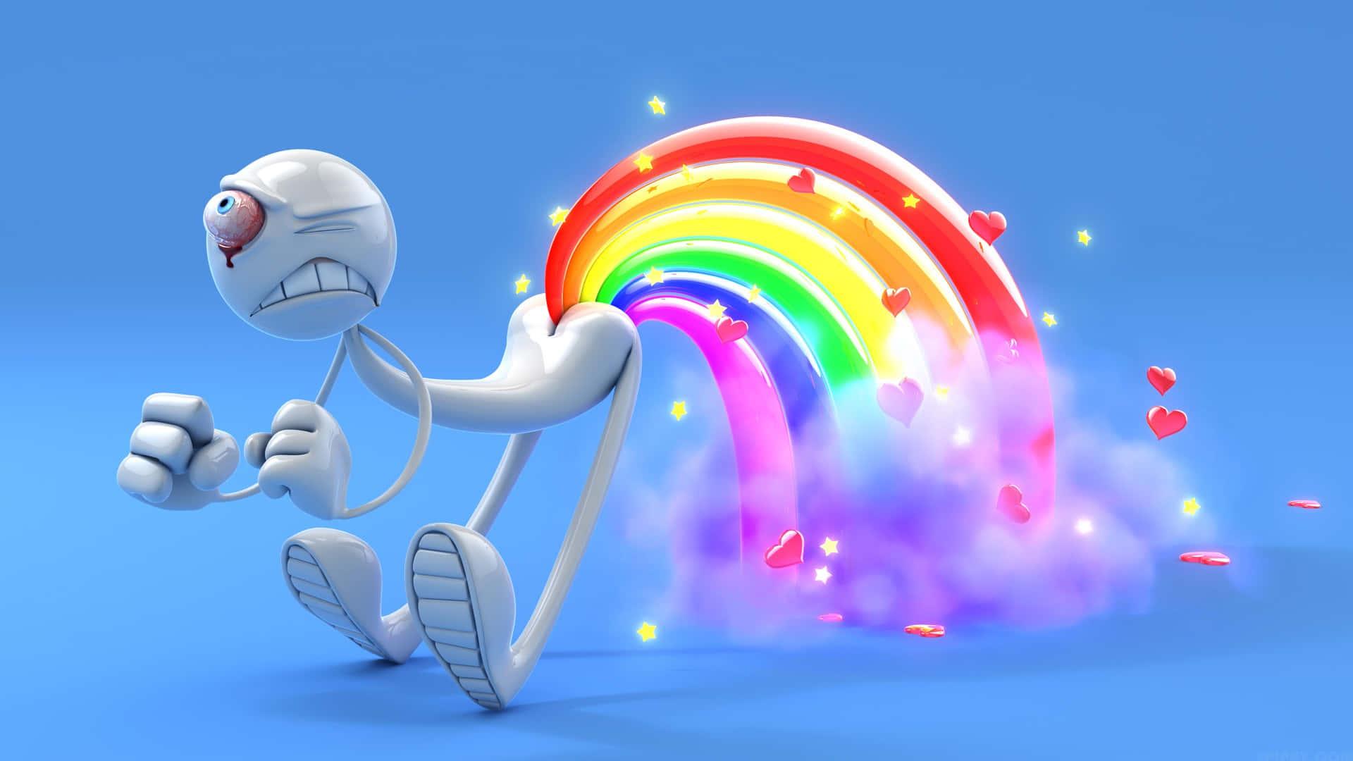 Funny Stickman Farting Rainbow Background — 1920x1080 wallpaper