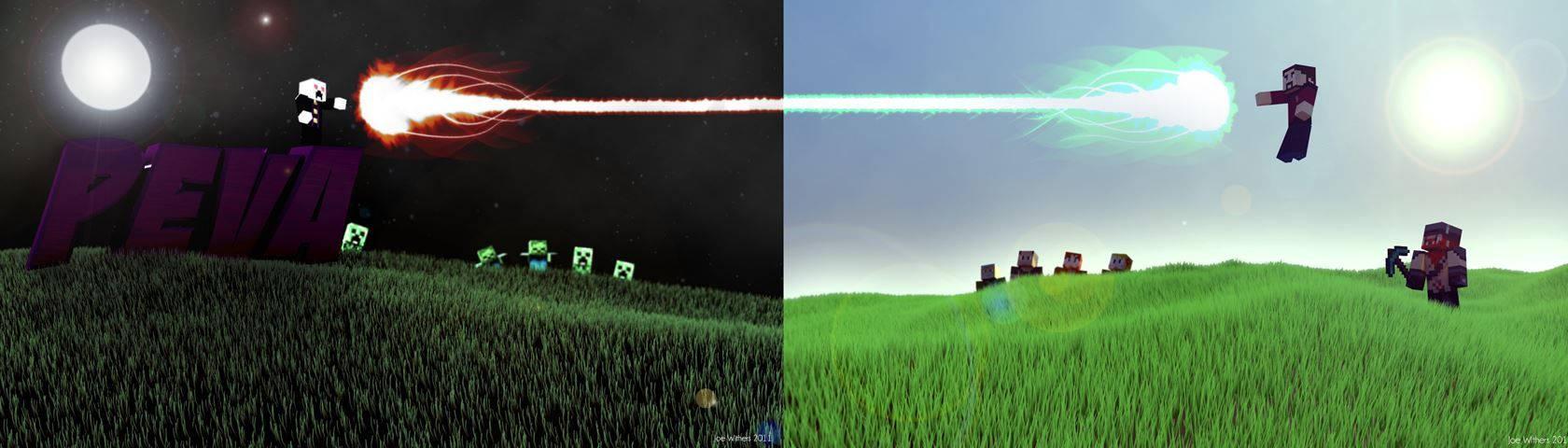 Fused Fireballs Over a Minecraft World