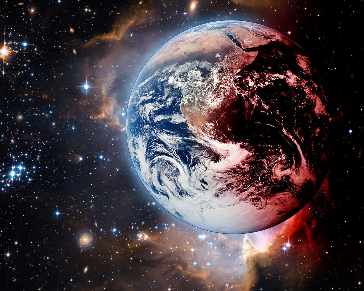 Galactic Blue And Red Earth Digital Art Background — 1280x1024 wallpaper