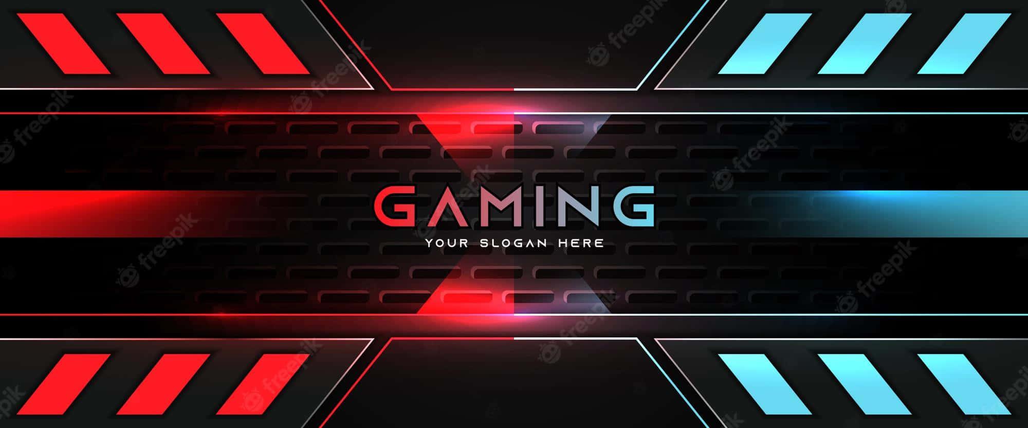 gaming background with red and blue stripes — 2000x833 wallpaper
