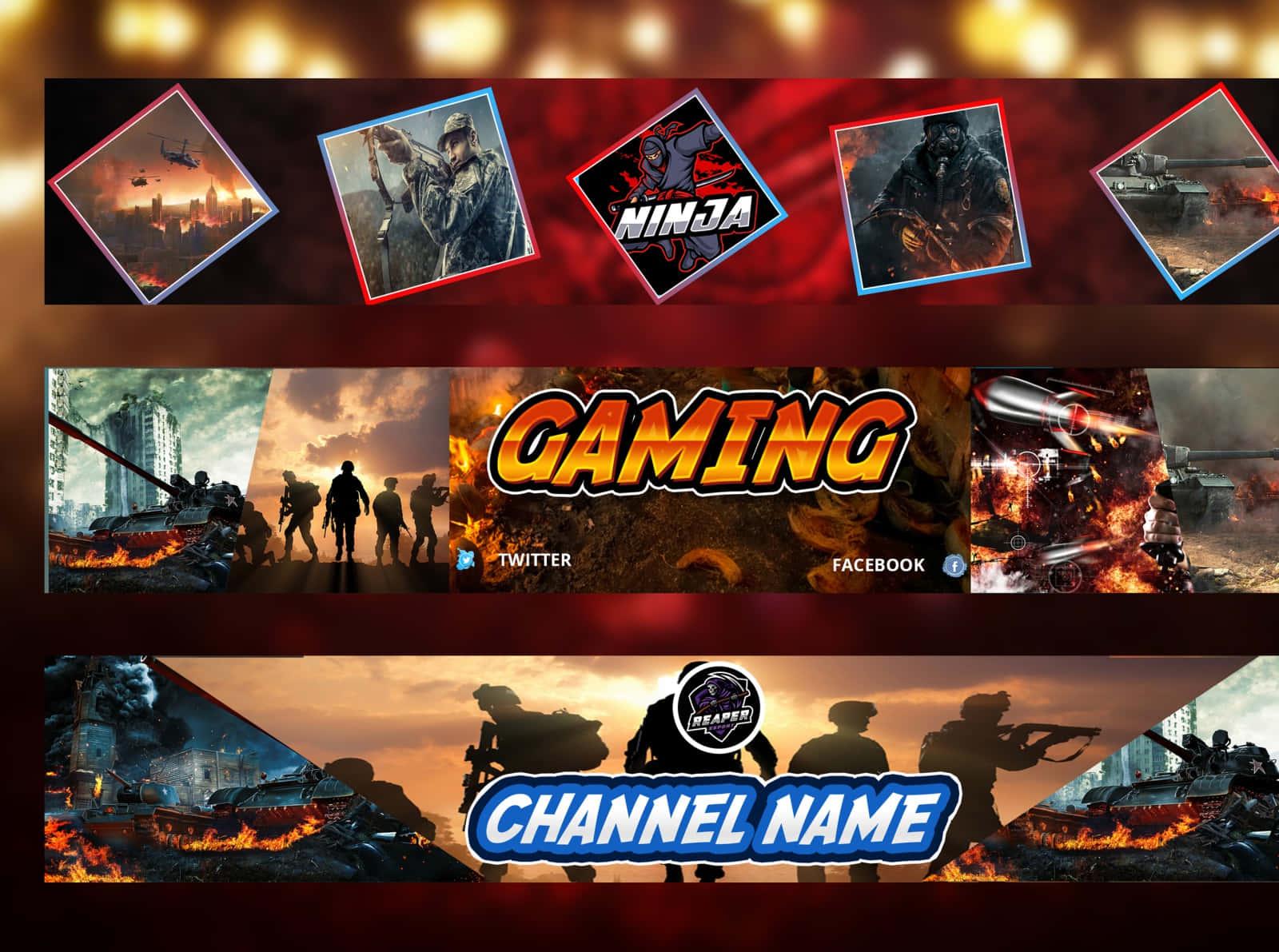 gaming banners with a red background — 1600x1191 wallpaper