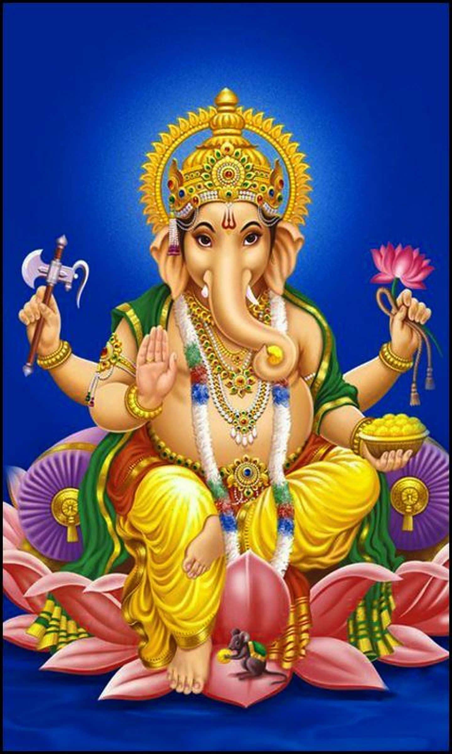 ganesha sitting on a lotus — 1440x2400 wallpaper