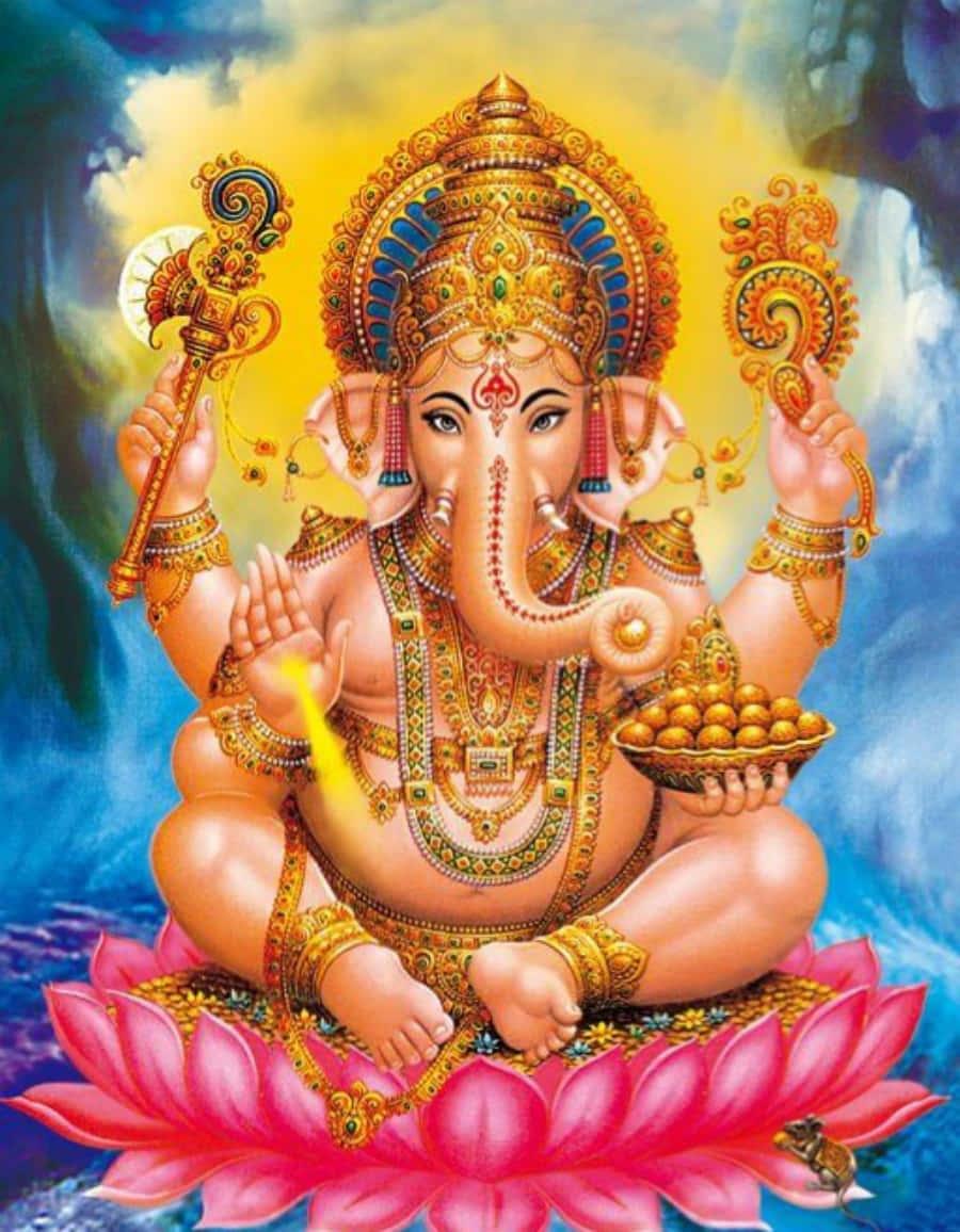 ganesha sitting on a lotus flower — 900x1156 wallpaper