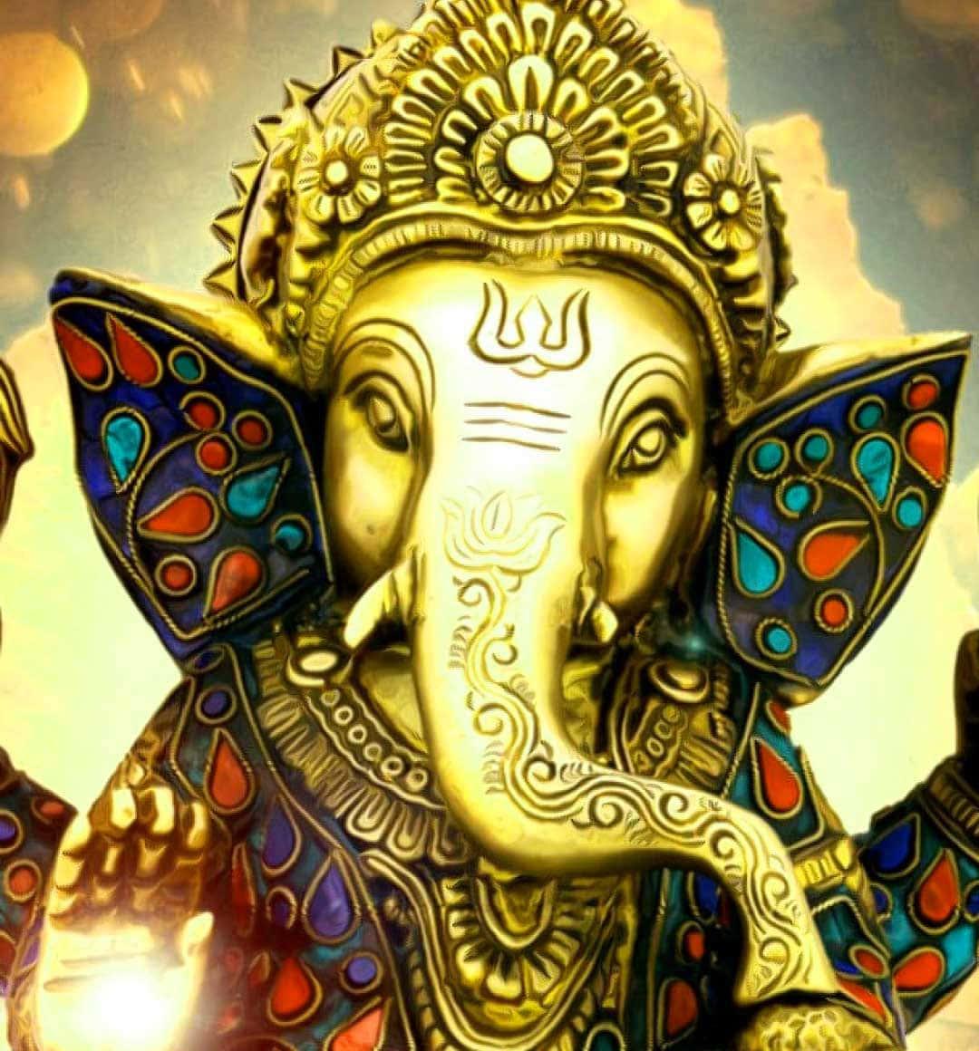 ganesha statue with a golden background — 1080x1160 wallpaper