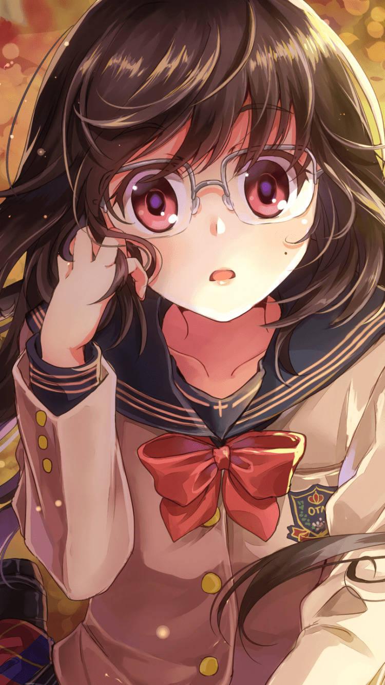 Geeky Cute Anime Girl iPhone — 750x1334 wallpaper