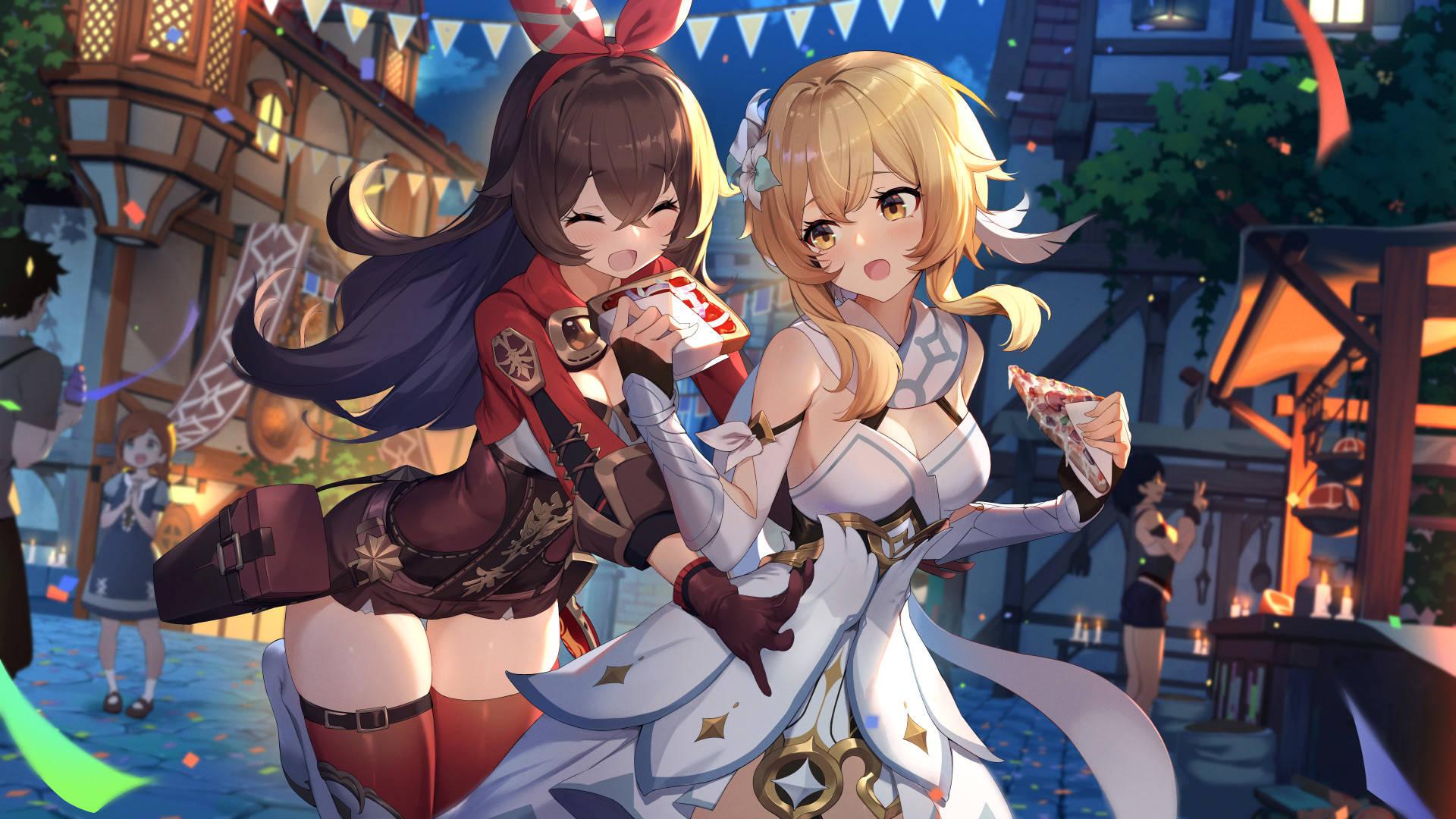 Genshin Impact Amber And Lumine — 1920x1080 wallpaper