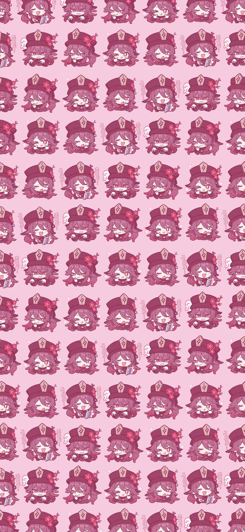 Genshin Impact Hu Tao Pink Pattern — 828x1792 wallpaper