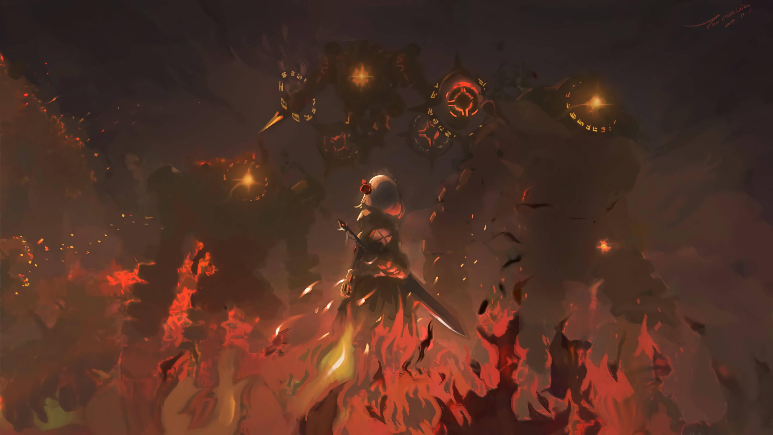 Genshin Impact Ruin Guard Battle — 3072x1728 wallpaper