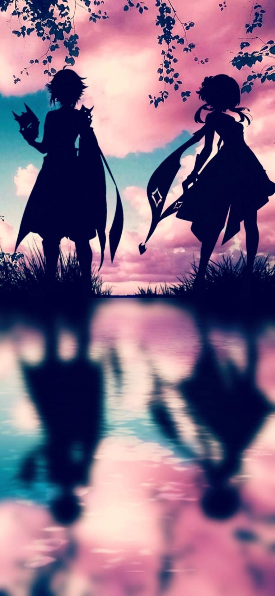 Genshin Impact Silhouette And Reflection — 886x1920 wallpaper