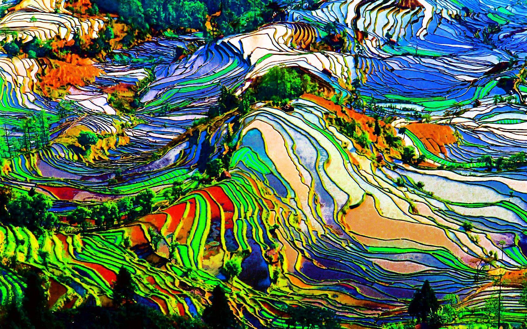 Get lost in this beautiful trippy abstract landscape and explore the depths of your imagination — 1680x1050 wallpaper