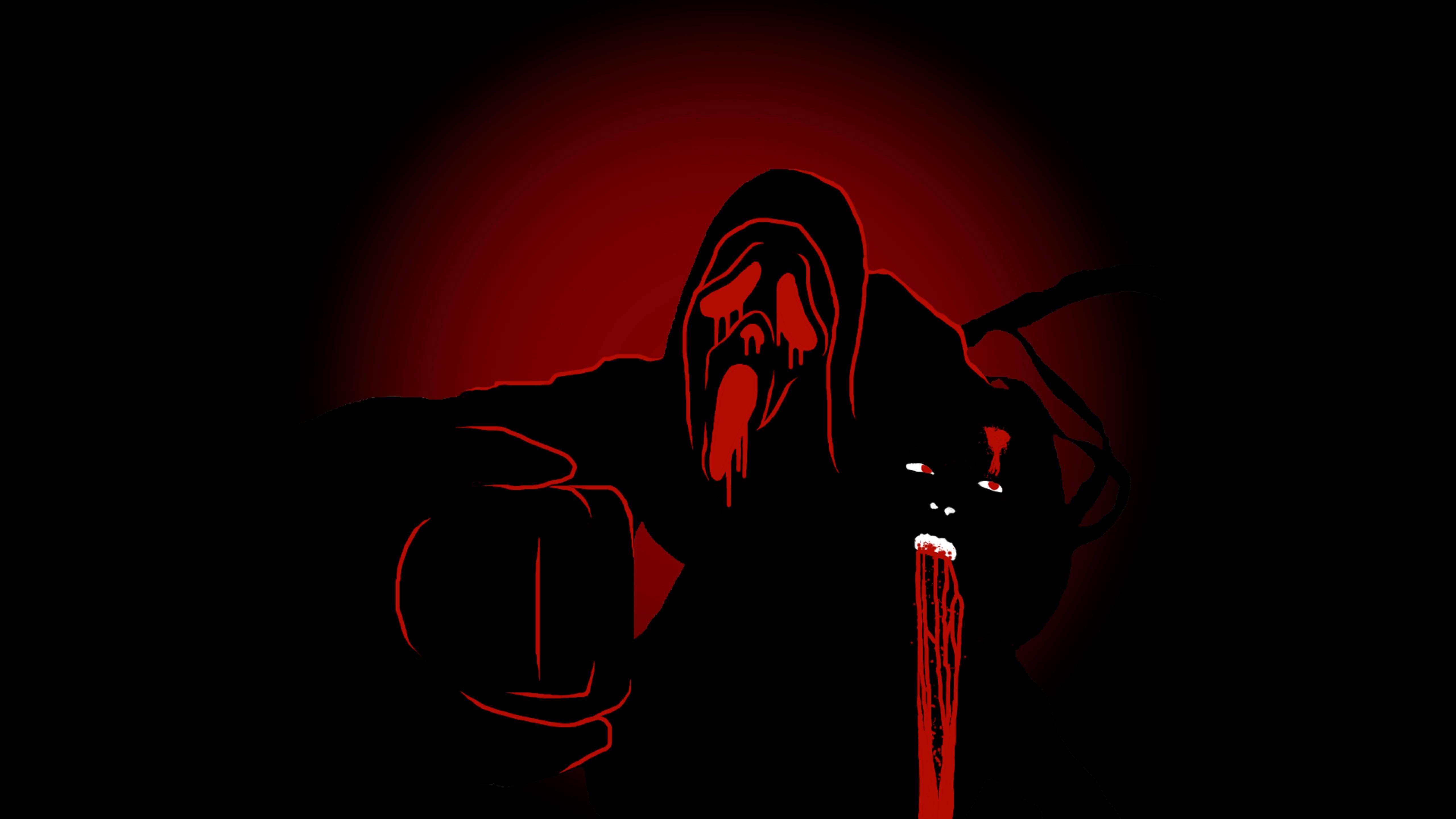 Ghostface Dark Red Art — 5120x2880 wallpaper