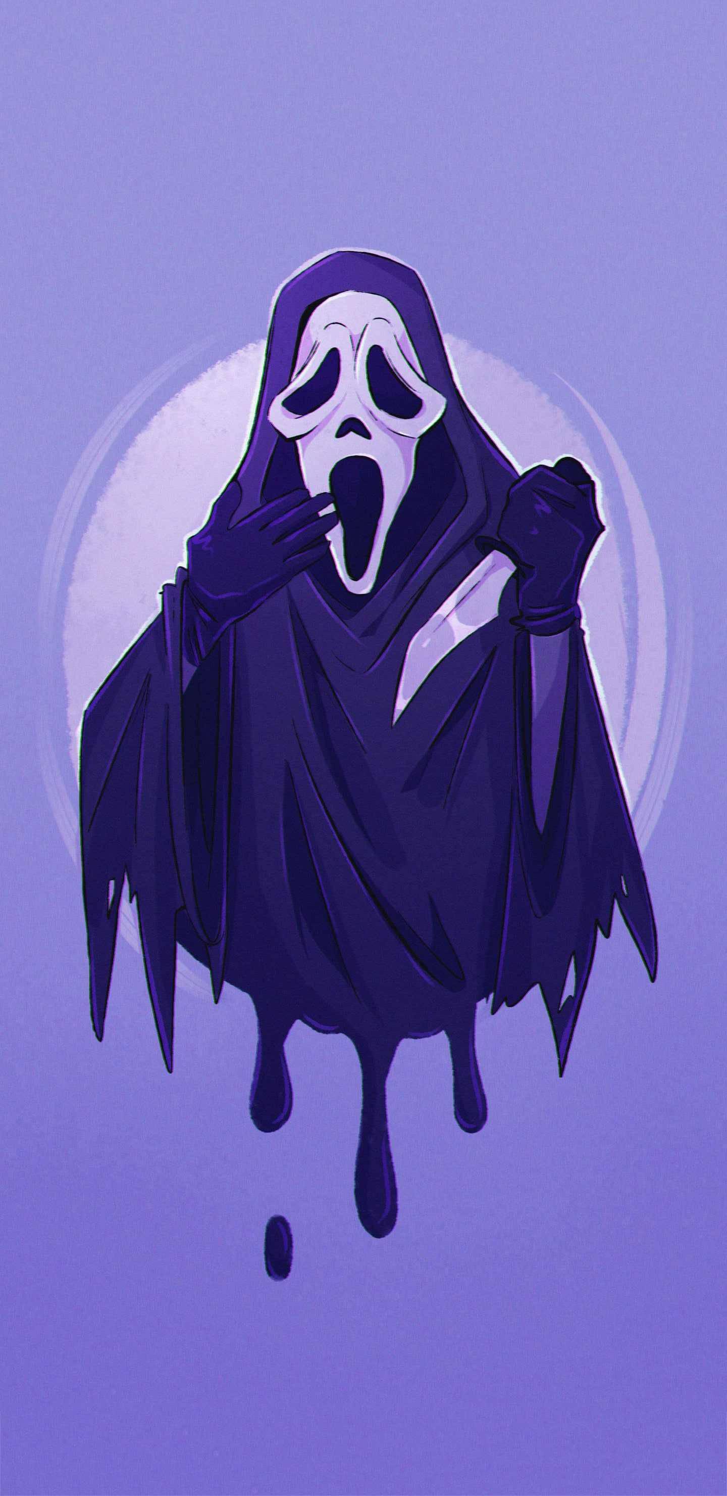 Ghostface Purple Cartoon Art — 1440x2960 wallpaper