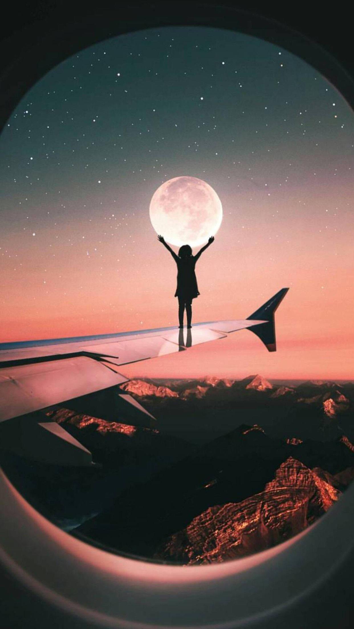Girl Airplane Wings Instagram Profile — 1242x2208 wallpaper