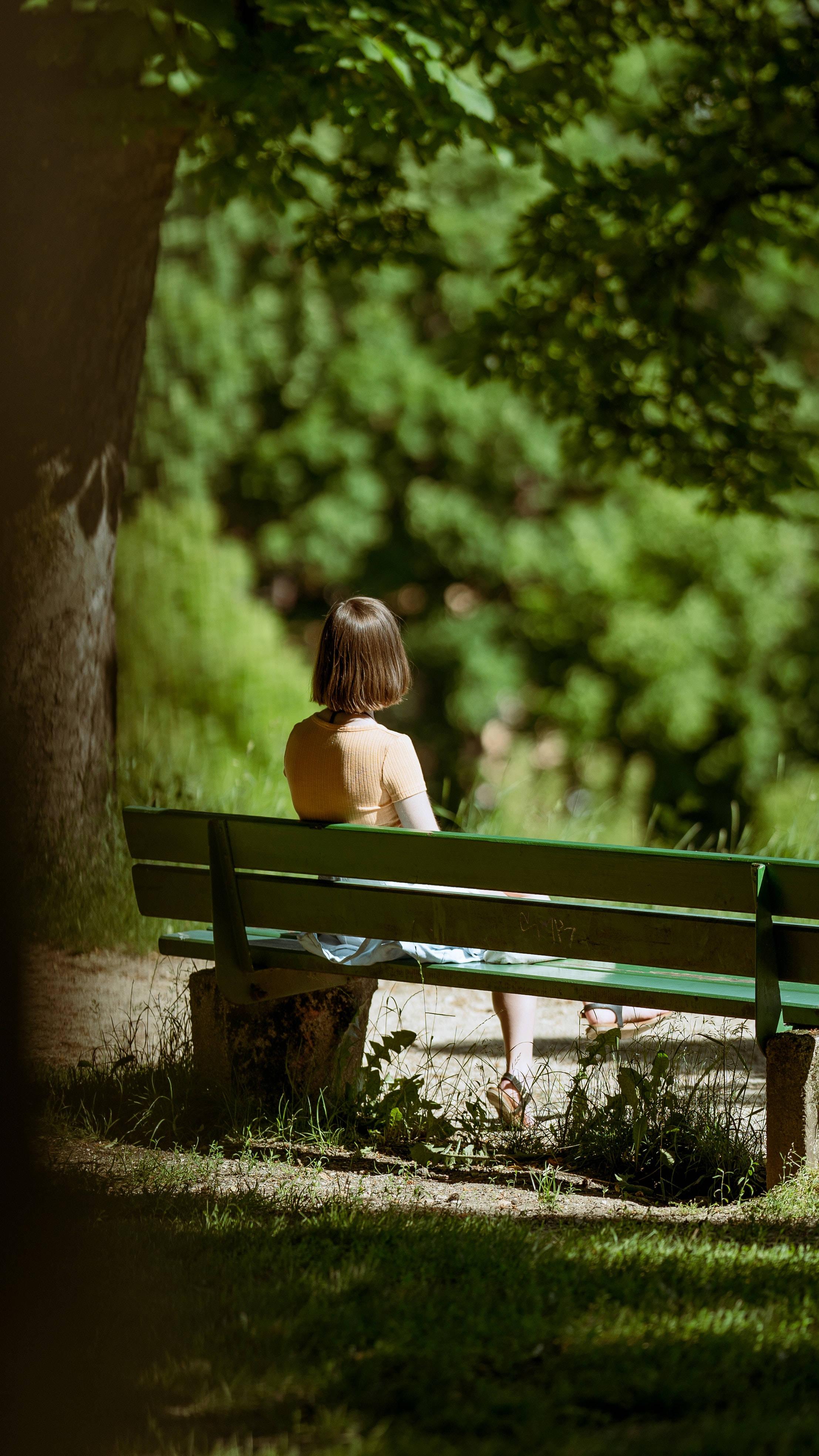 Girl Alone At A Park — 2214x3936 wallpaper
