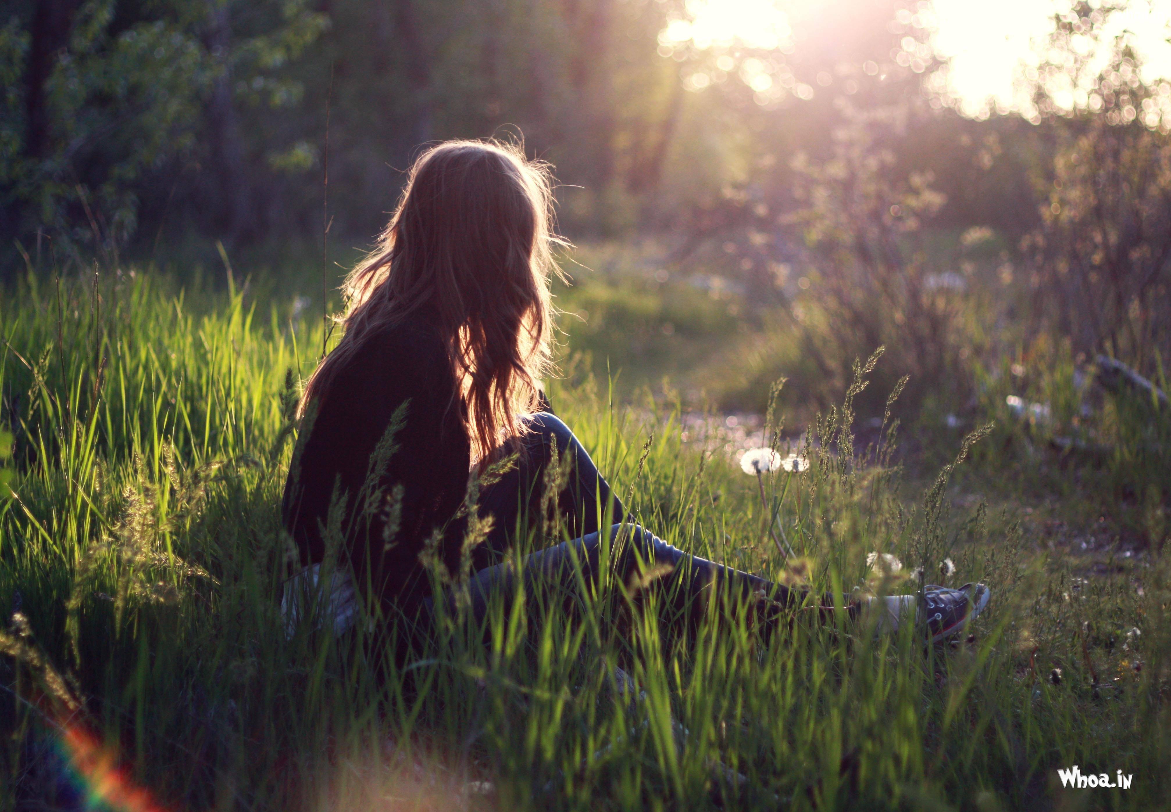 Girl Alone Field Wild Grass — 4028x2796 wallpaper
