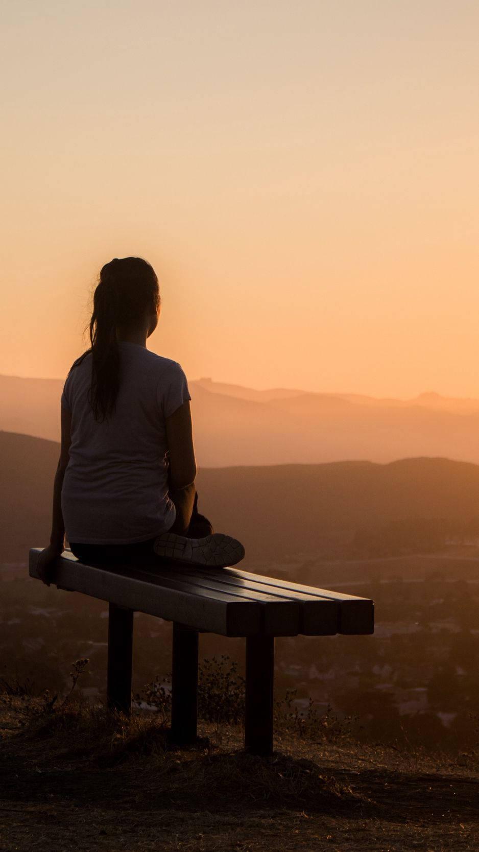 Girl Alone On Bench — 938x1668 wallpaper