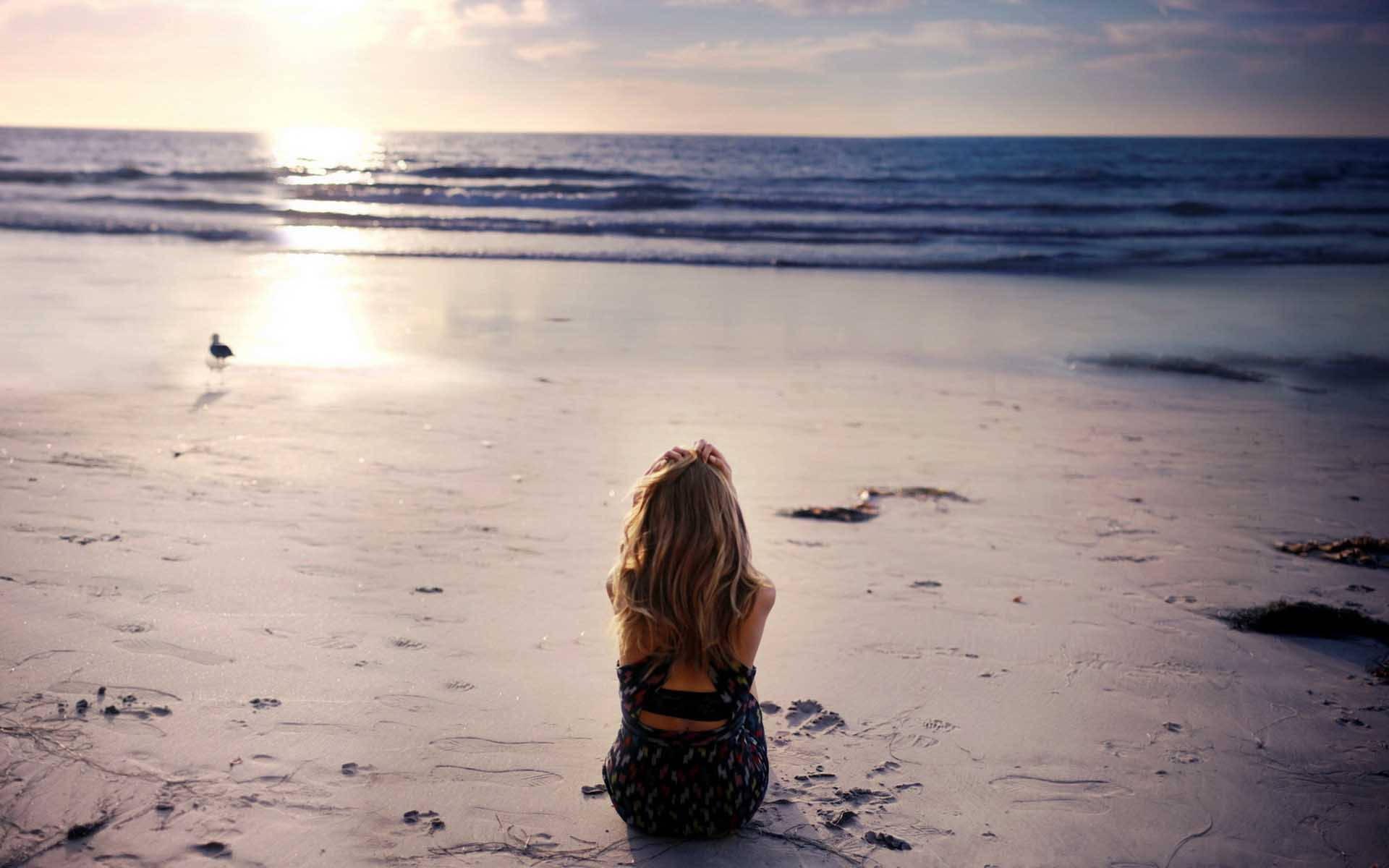 Girl Alone On The Beach — 1920x1200 wallpaper