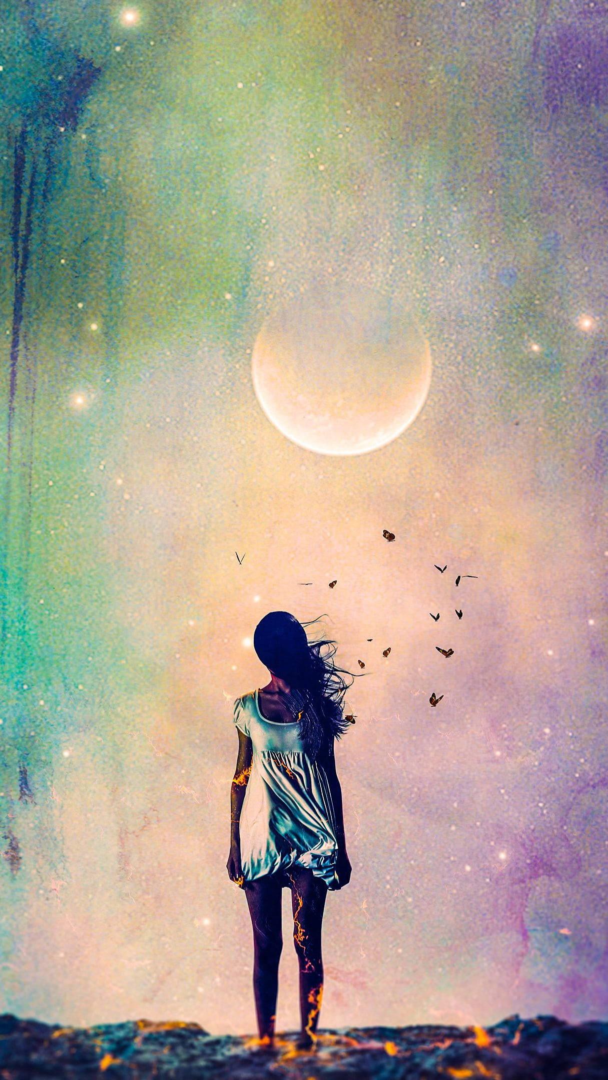Girl Alone Rainbow — 1215x2160 wallpaper