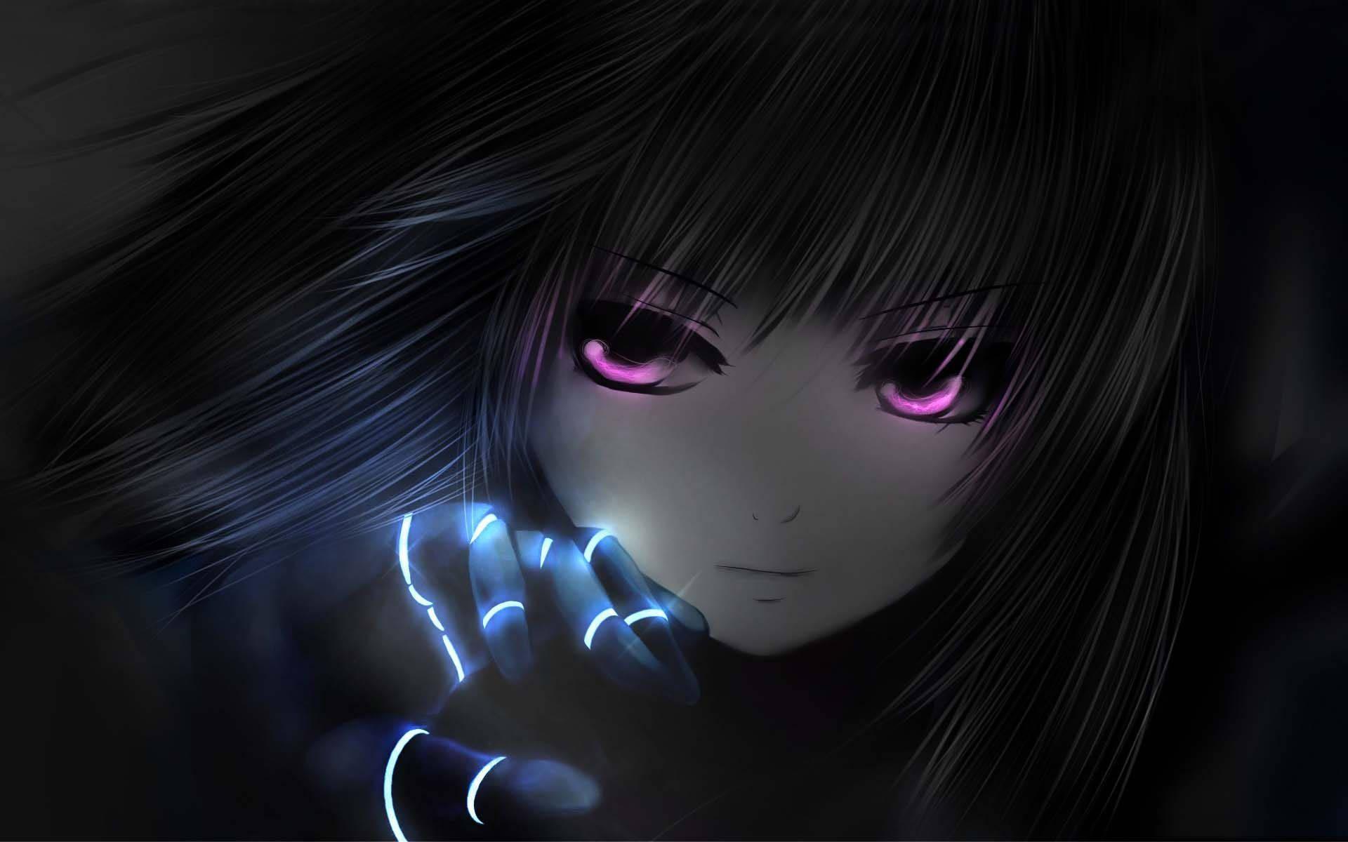 Girl Face At Dark Anime — 1920x1200 wallpaper