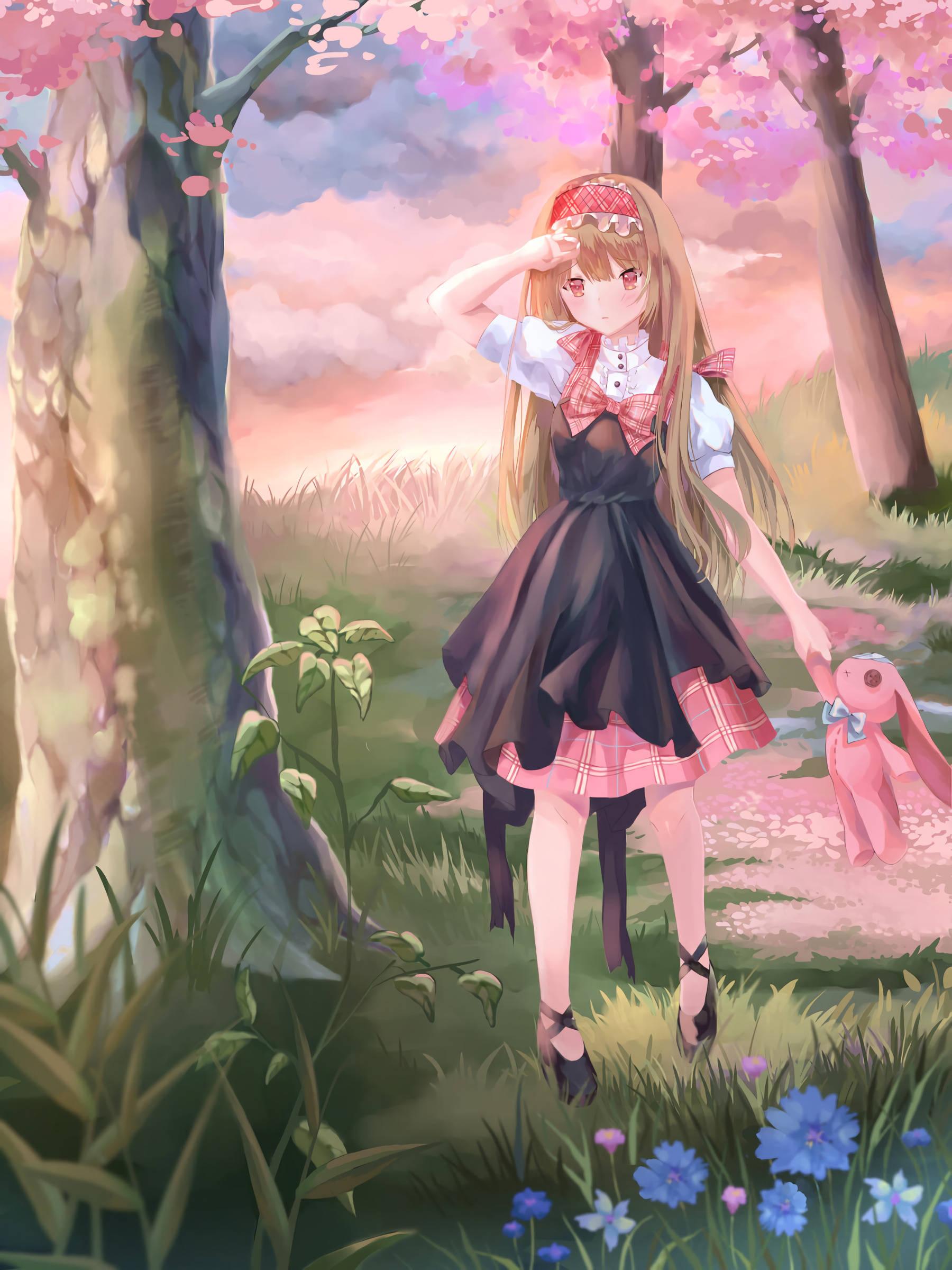 Girl In Forest Anime Art — 1800x2400 wallpaper