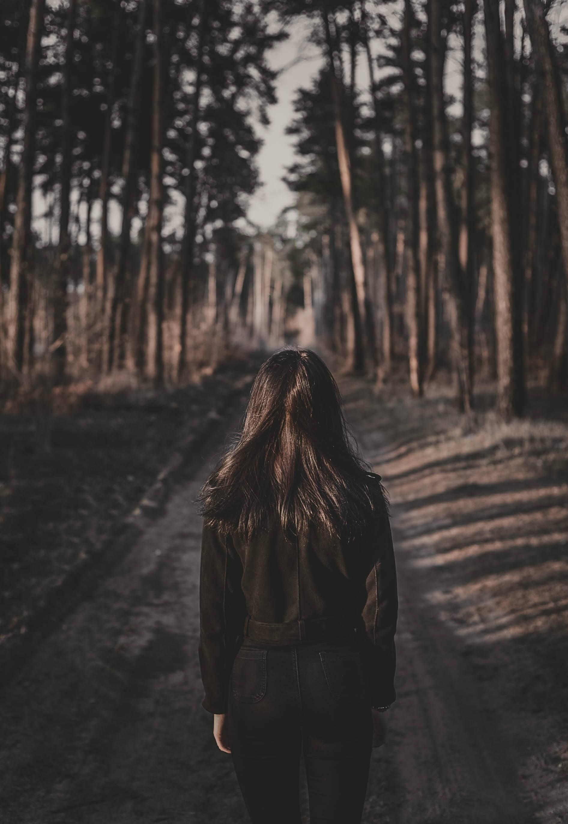 Girl In Forest Path Alone — 1892x2744 wallpaper