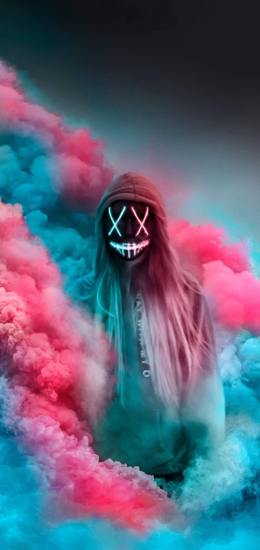 Girl In Neon Mask iPhone 11 — 1080x2280 wallpaper